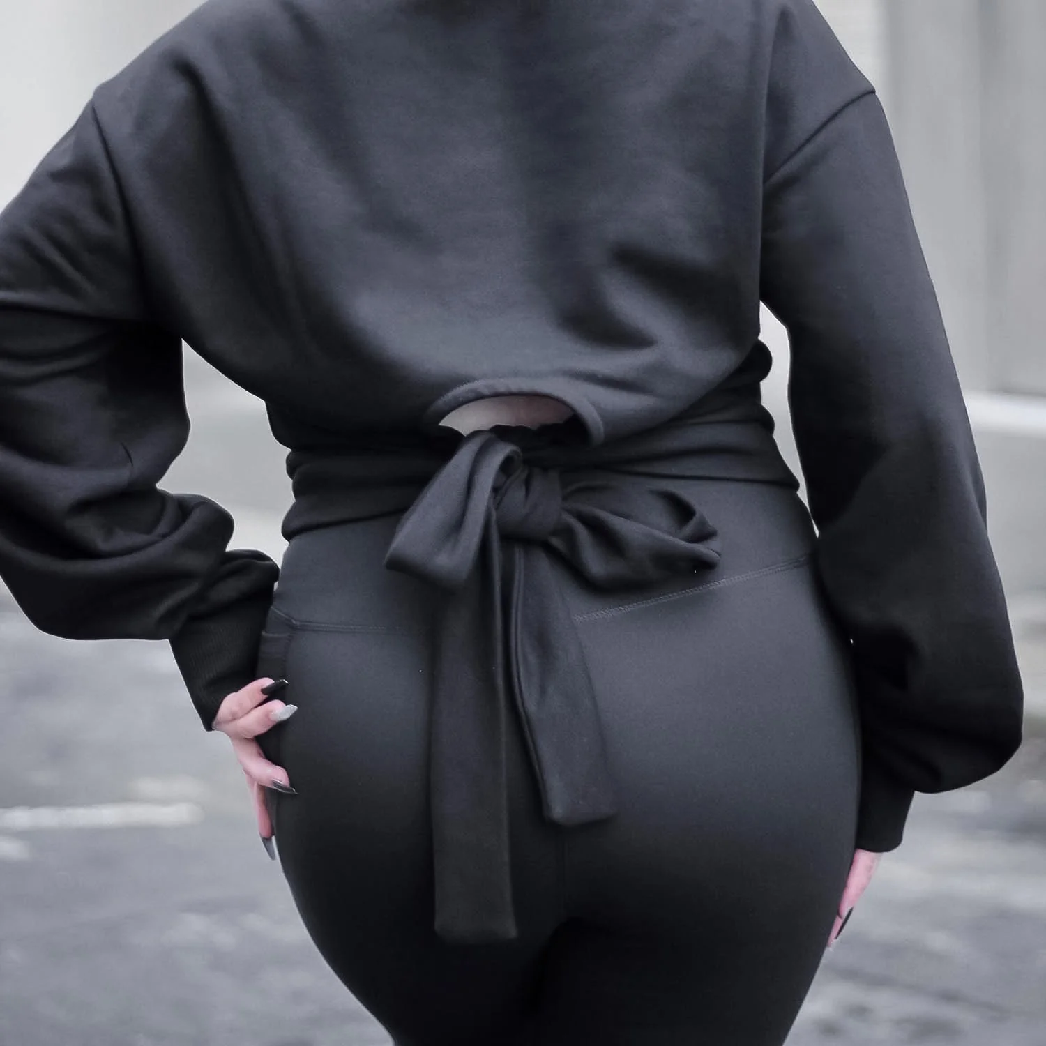 Organic Cotton Cropped Hoodie with Bow Back - Zenithce