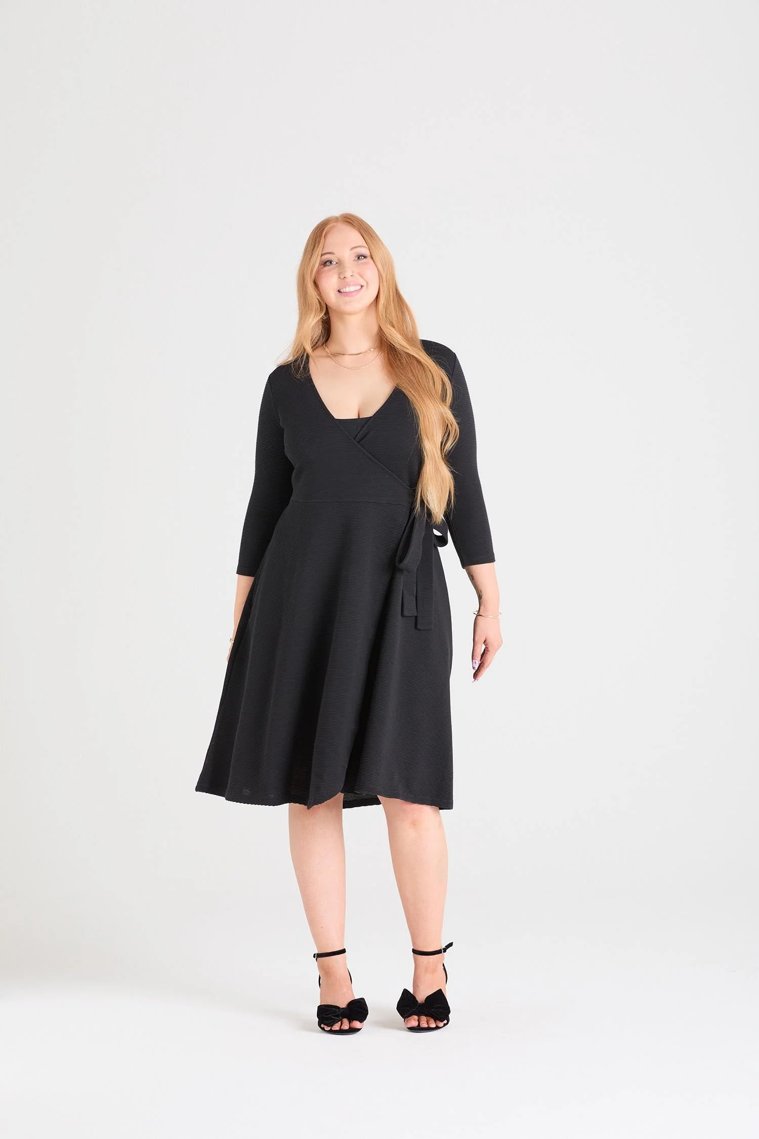Ottoman Wrap Around Dress - Black - Zenithce