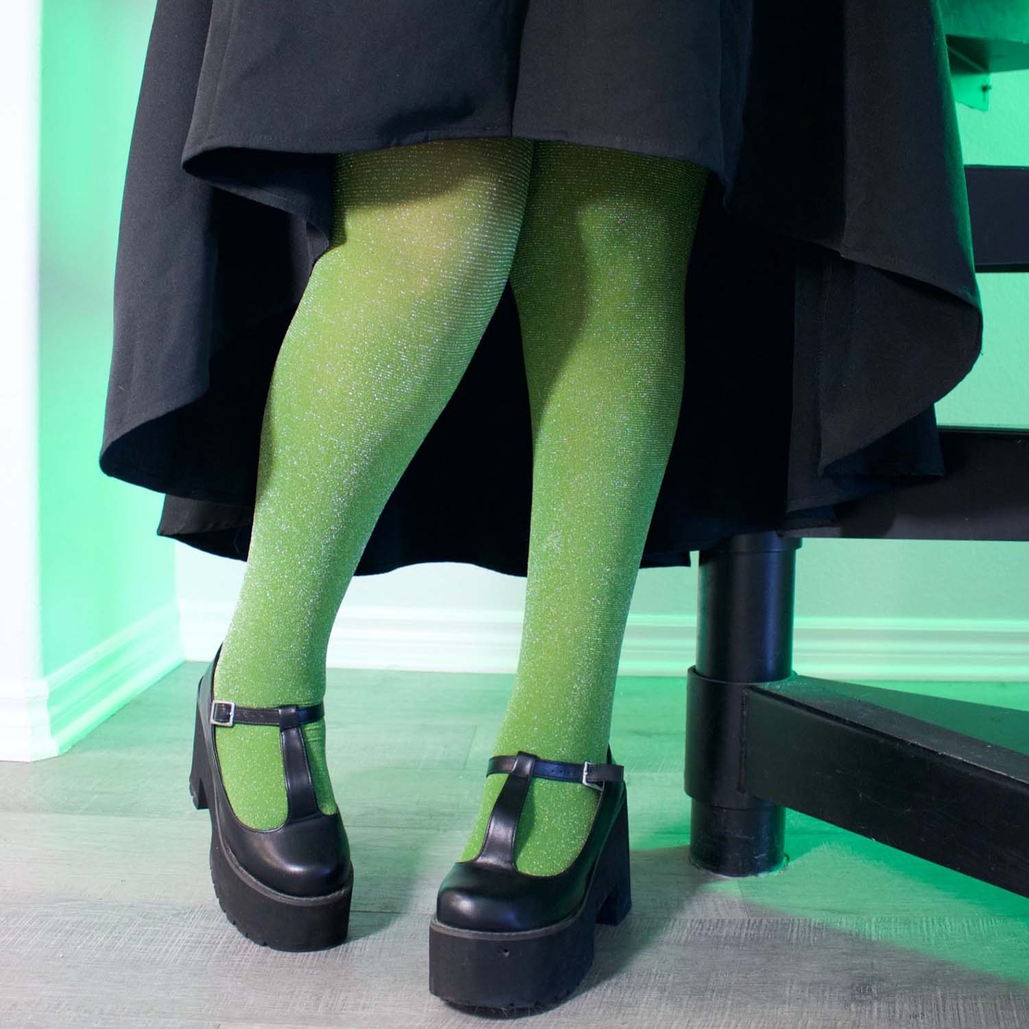 Lux Sparkle Tights - Peas - Zenithce