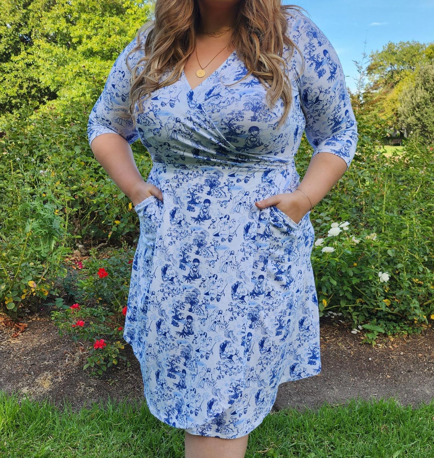 Wrap Dress - Passion au Jardin - L'Amour Bleu - Zenithce