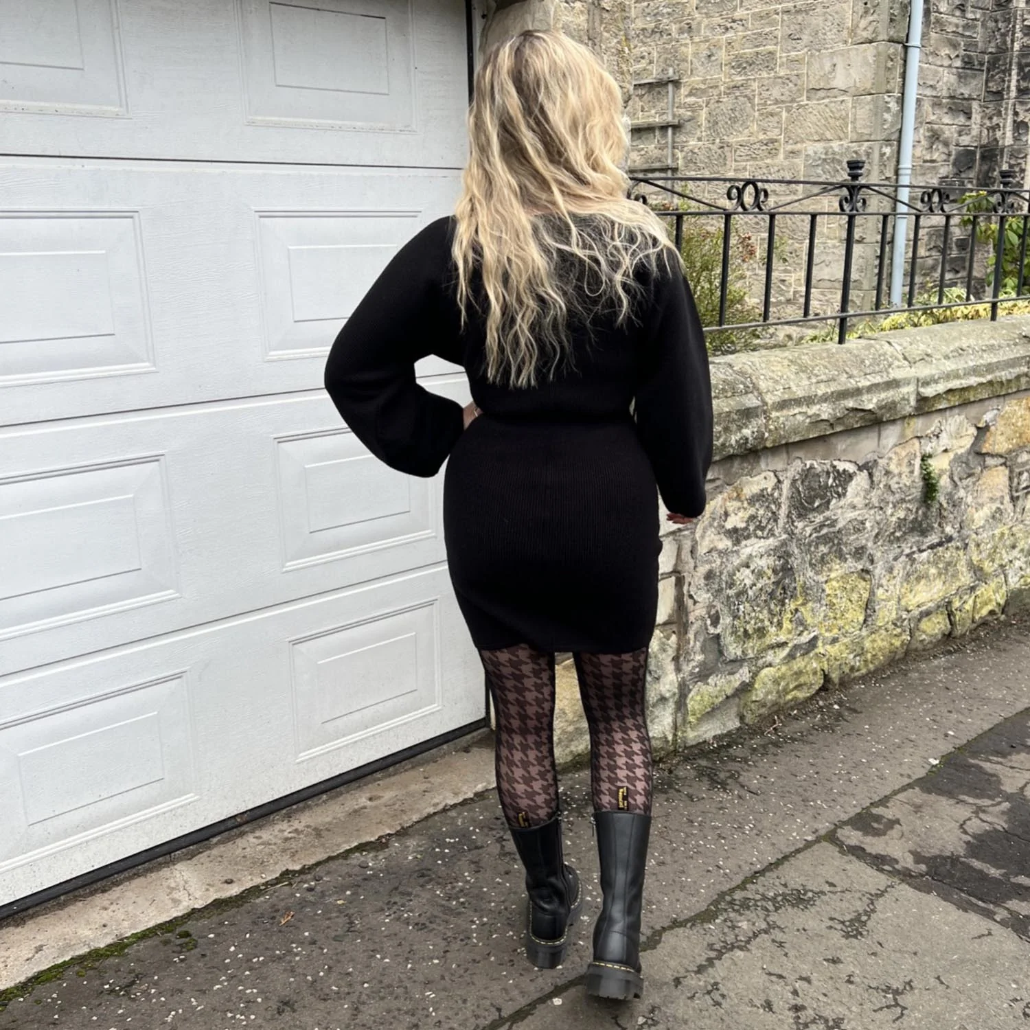 Mini Knitted Cocoon Dress - Black - Zenithce