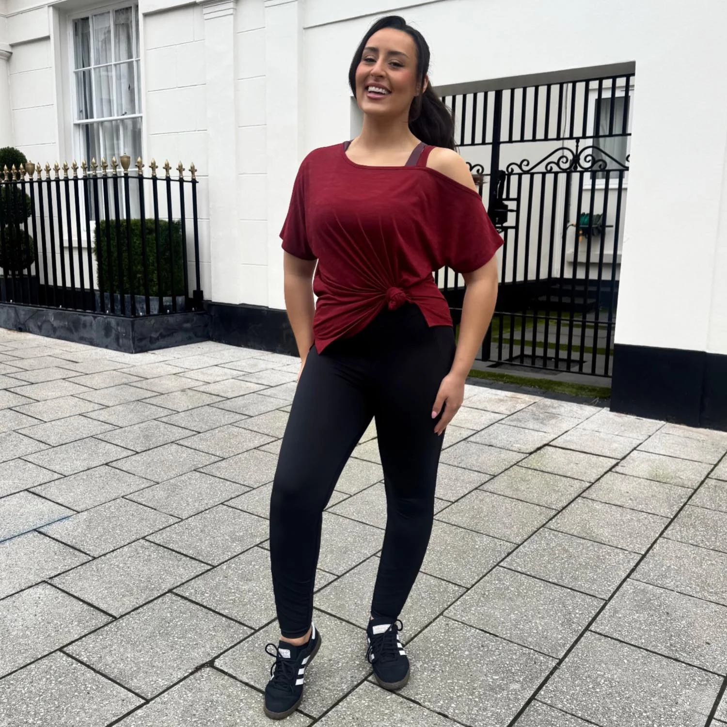 Debbie Off Shoulder Tee - Wine - Zenithce