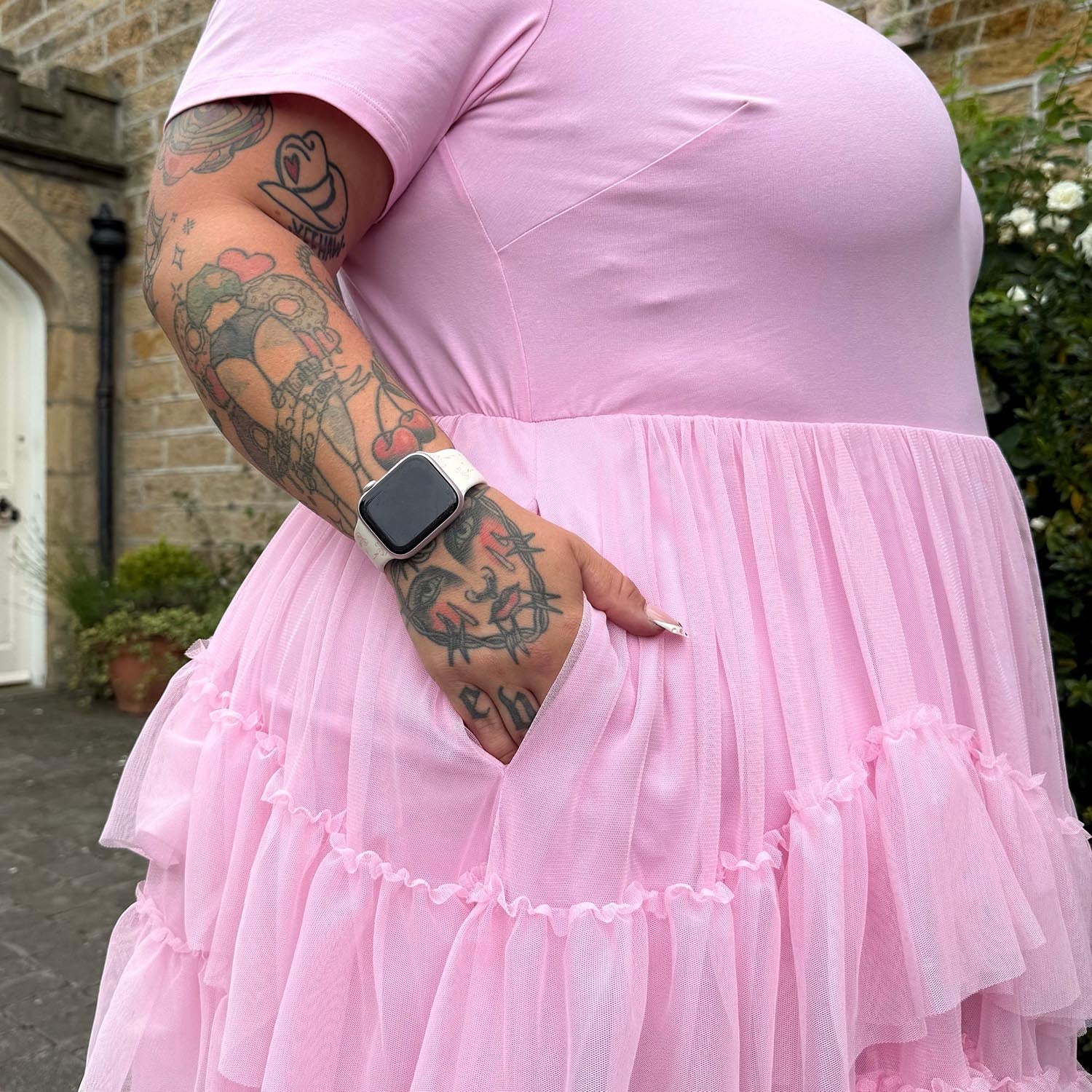 Tee Mesh Dress - Pink Frosting - Zenithce