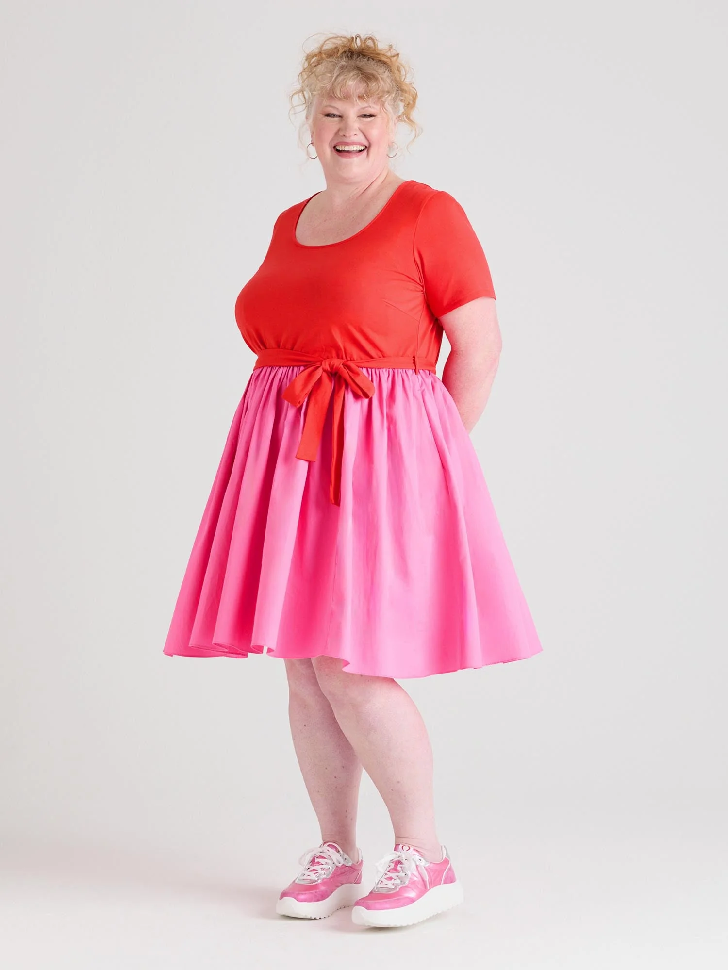 Poplin Tee Dress - Sangria/Pink Lady - Zenithce