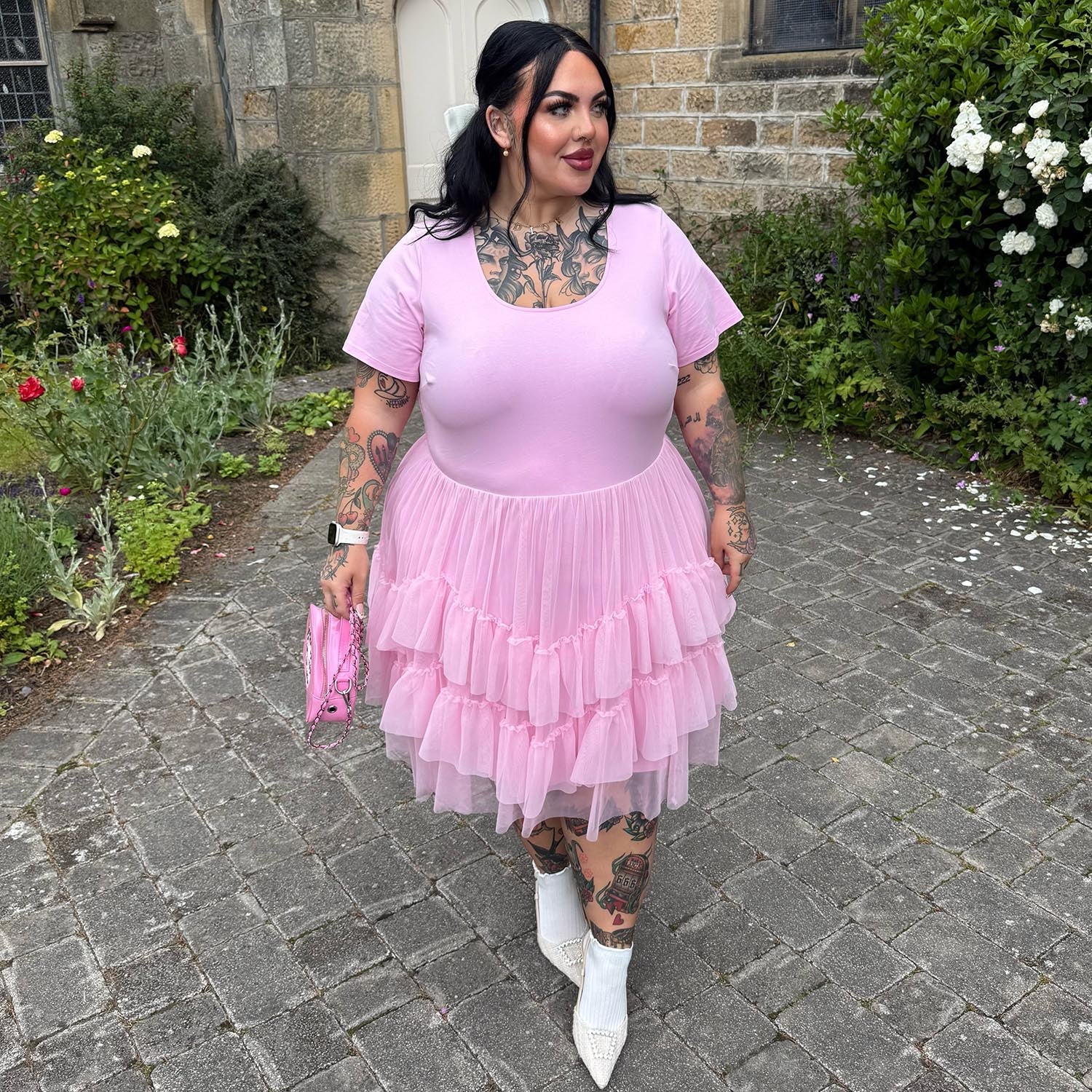 Tee Mesh Dress - Pink Frosting - Zenithce