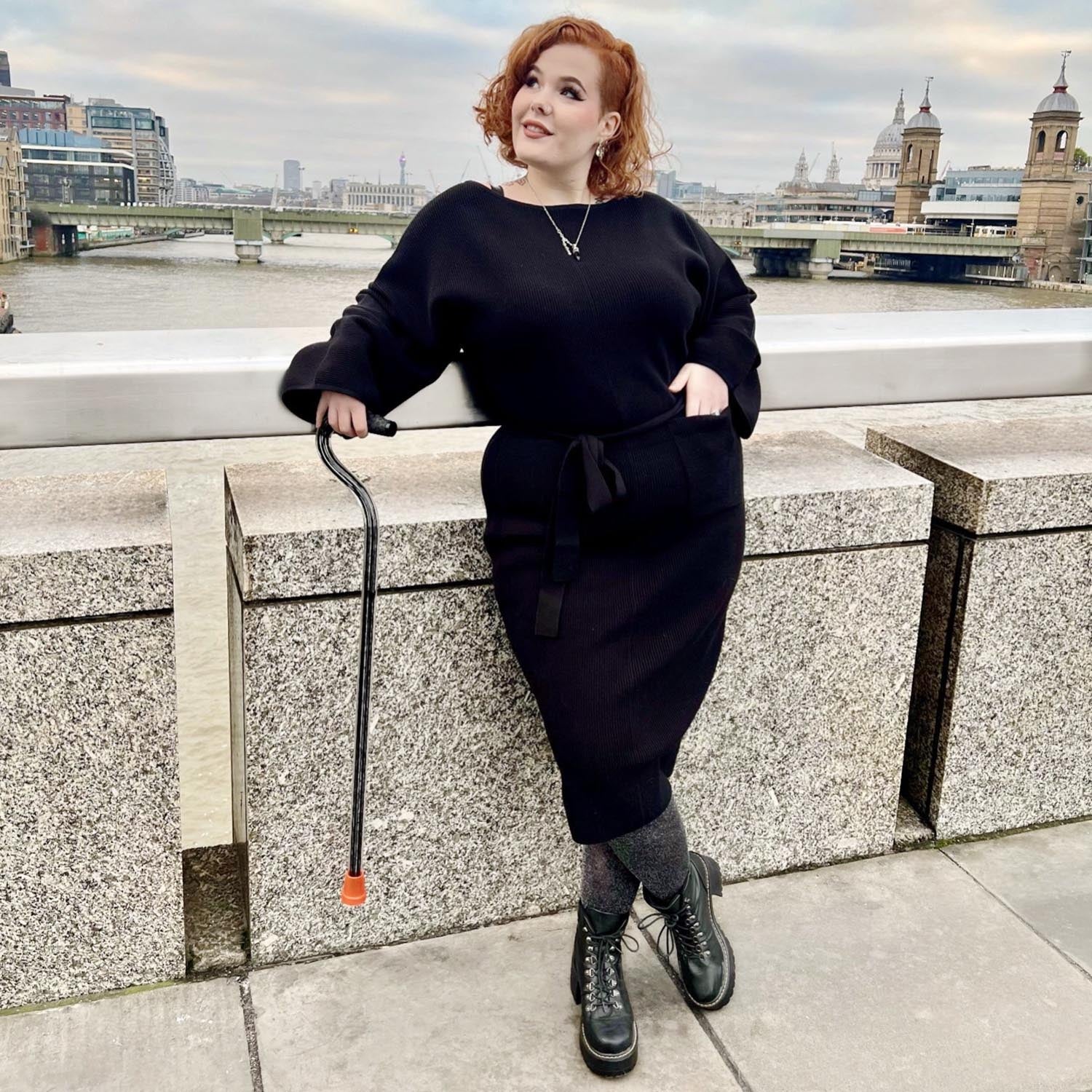 Midi Knitted Cocoon Dress - Black - Zenithce