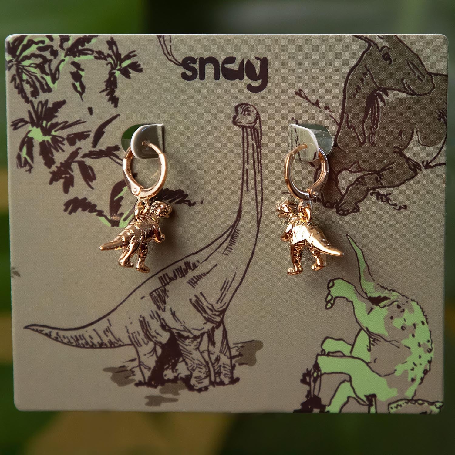 Dinosaur Hoop Earrings - Gold - Zenithce