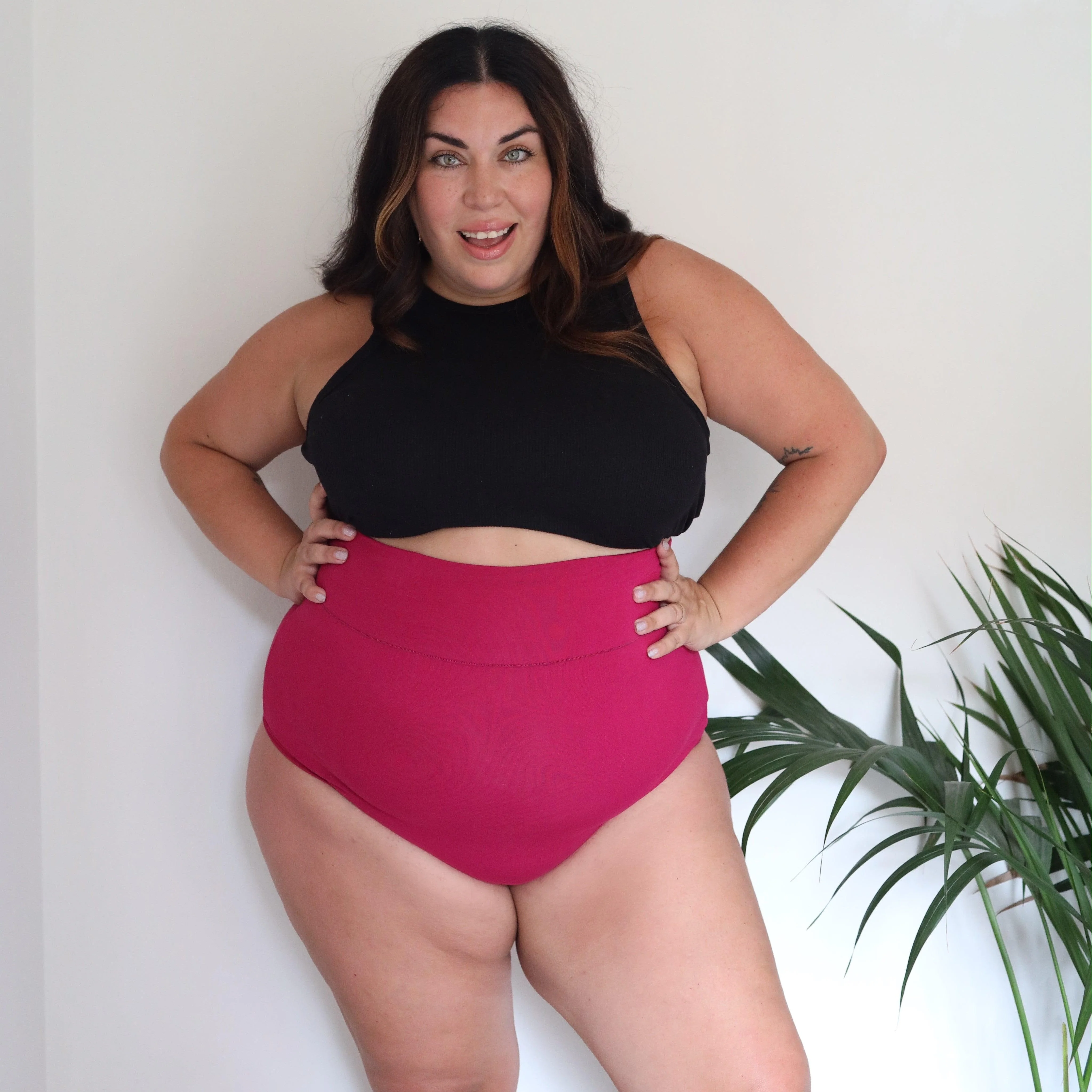 Organic Cotton Super High Waist Knickers - Raspberry Pie - Zenithce