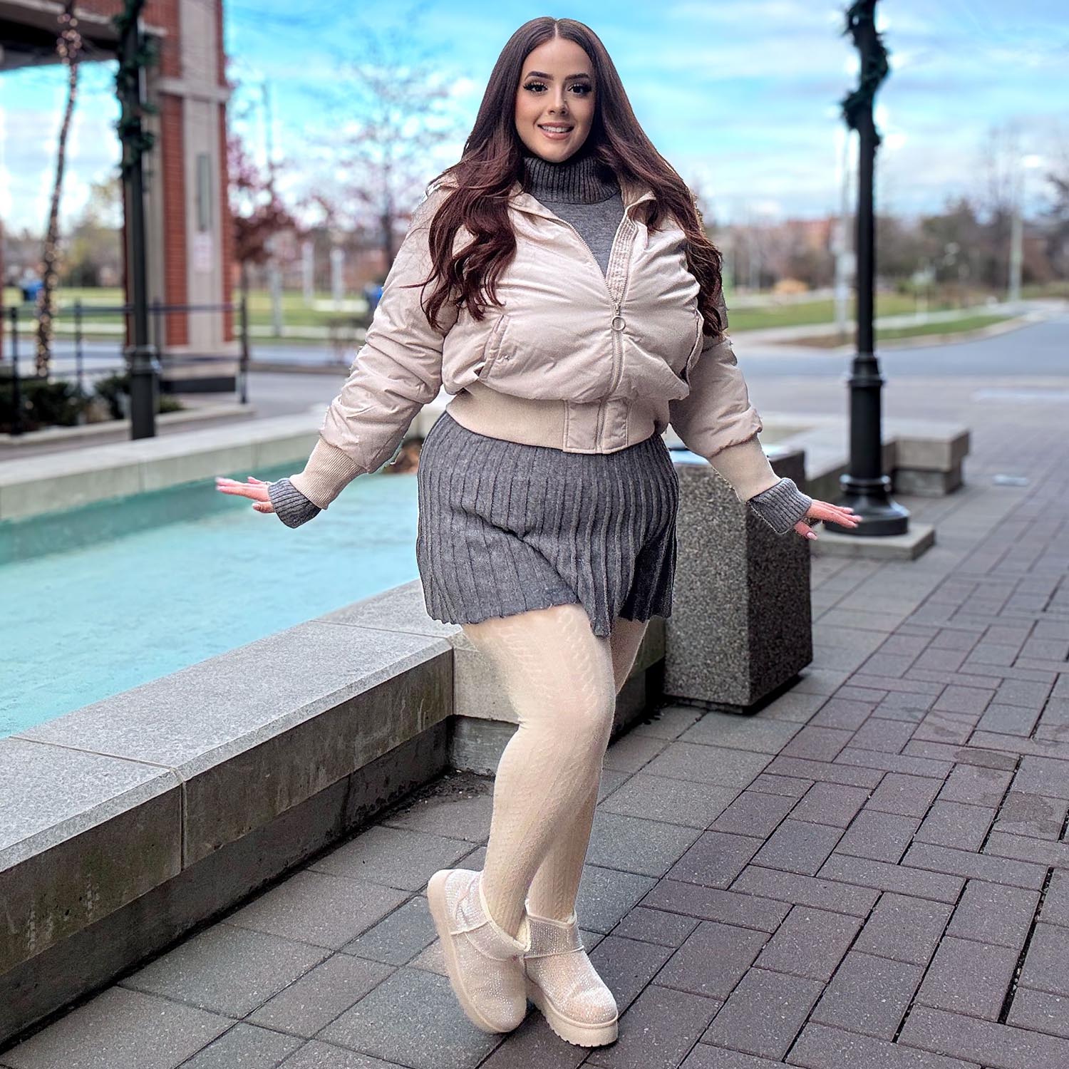 Grannies Cable Knit Wool Tights V2 - Oatmeal - Zenithce