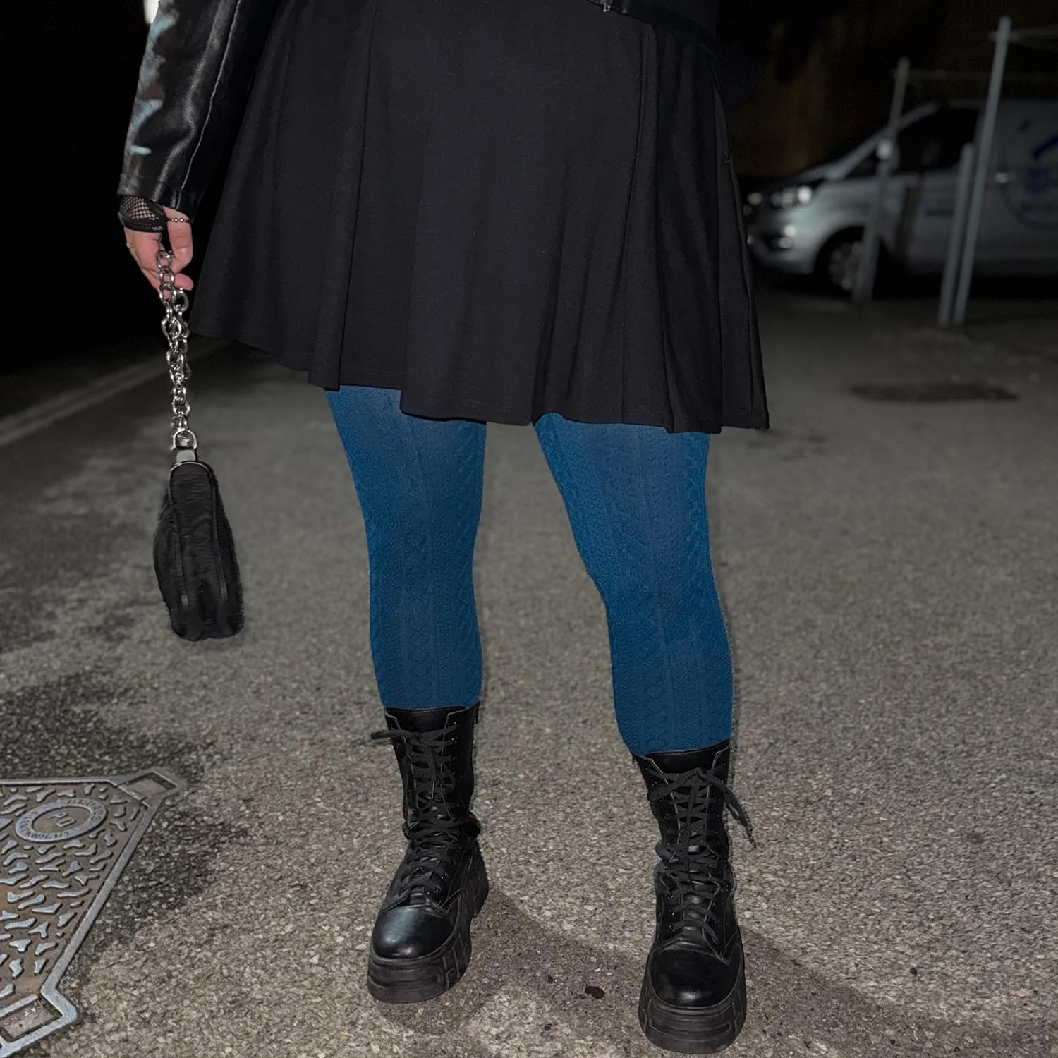 Grannies Cable Knit Wool Tights V2 - Bone China - Zenithce