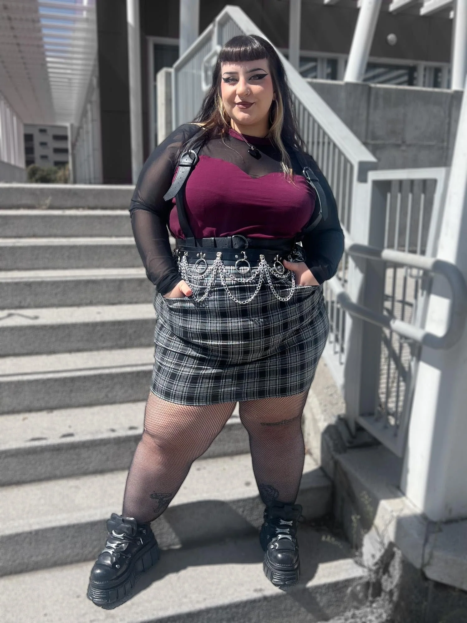 Plaid Mini Skirt - Black & Grey - Zenithce