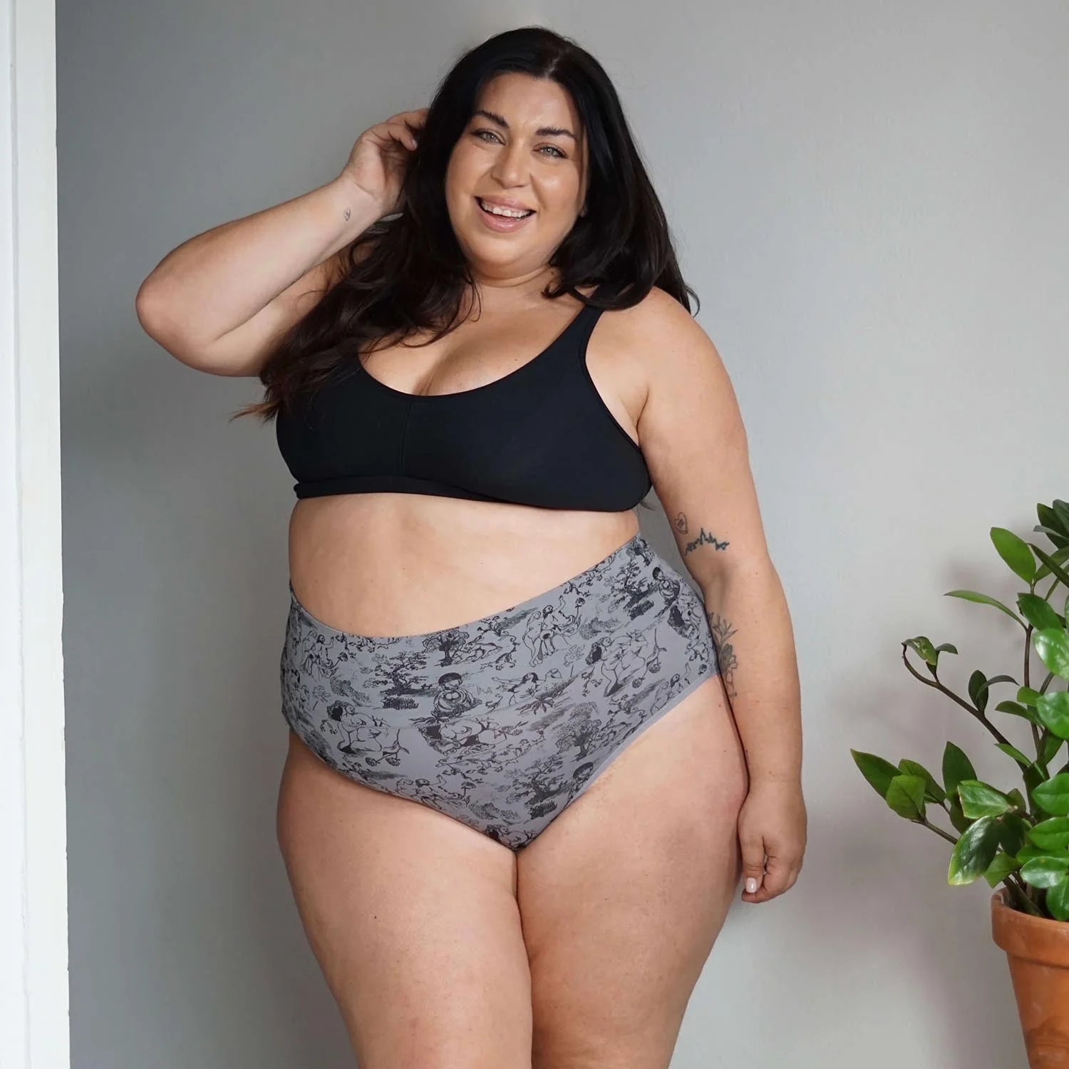 Organic Cotton Full Brief Knickers - Passion au Jardin - L'Amour Noir - Zenithce