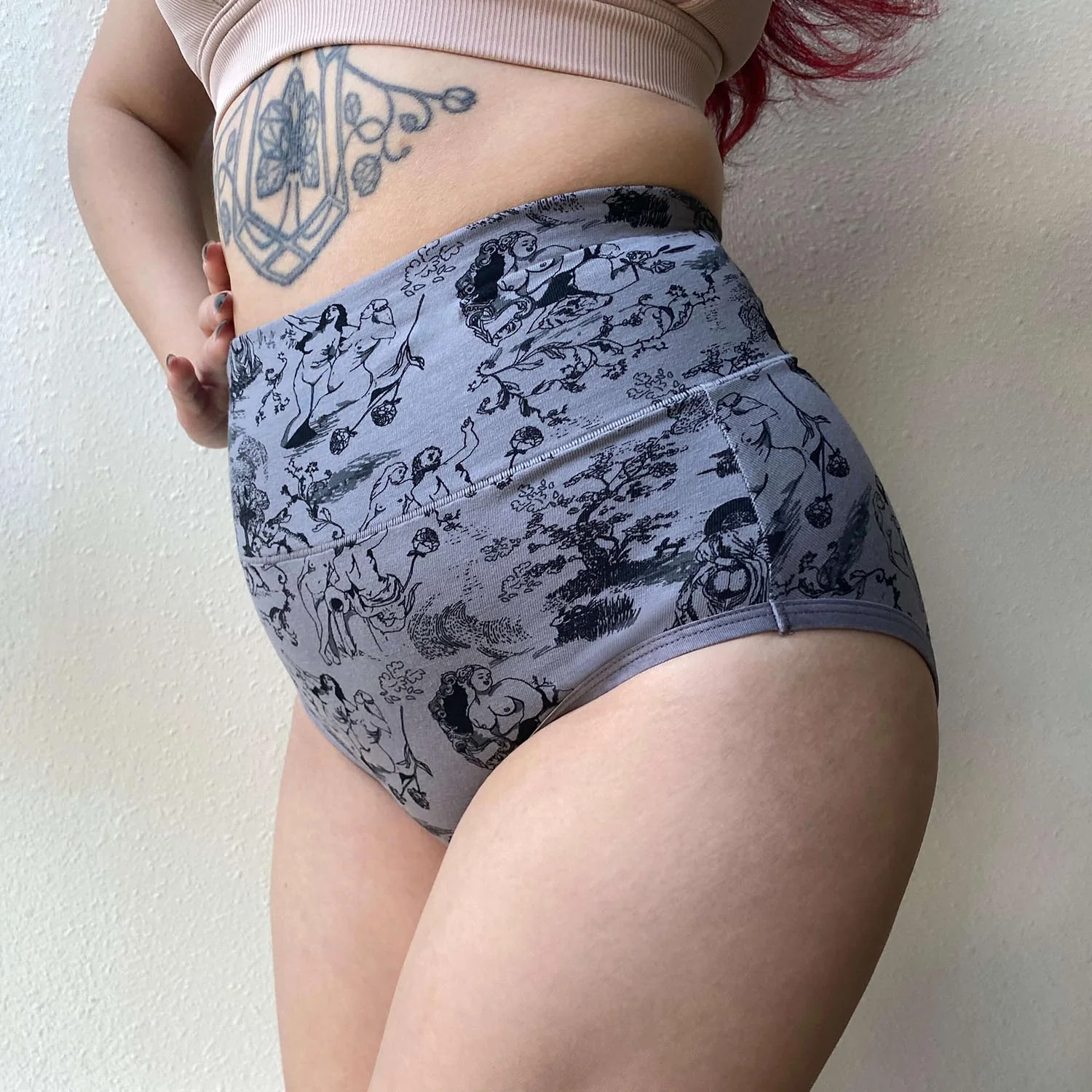 Organic Cotton Full Brief Knickers - Passion au Jardin - L'Amour Noir - Zenithce