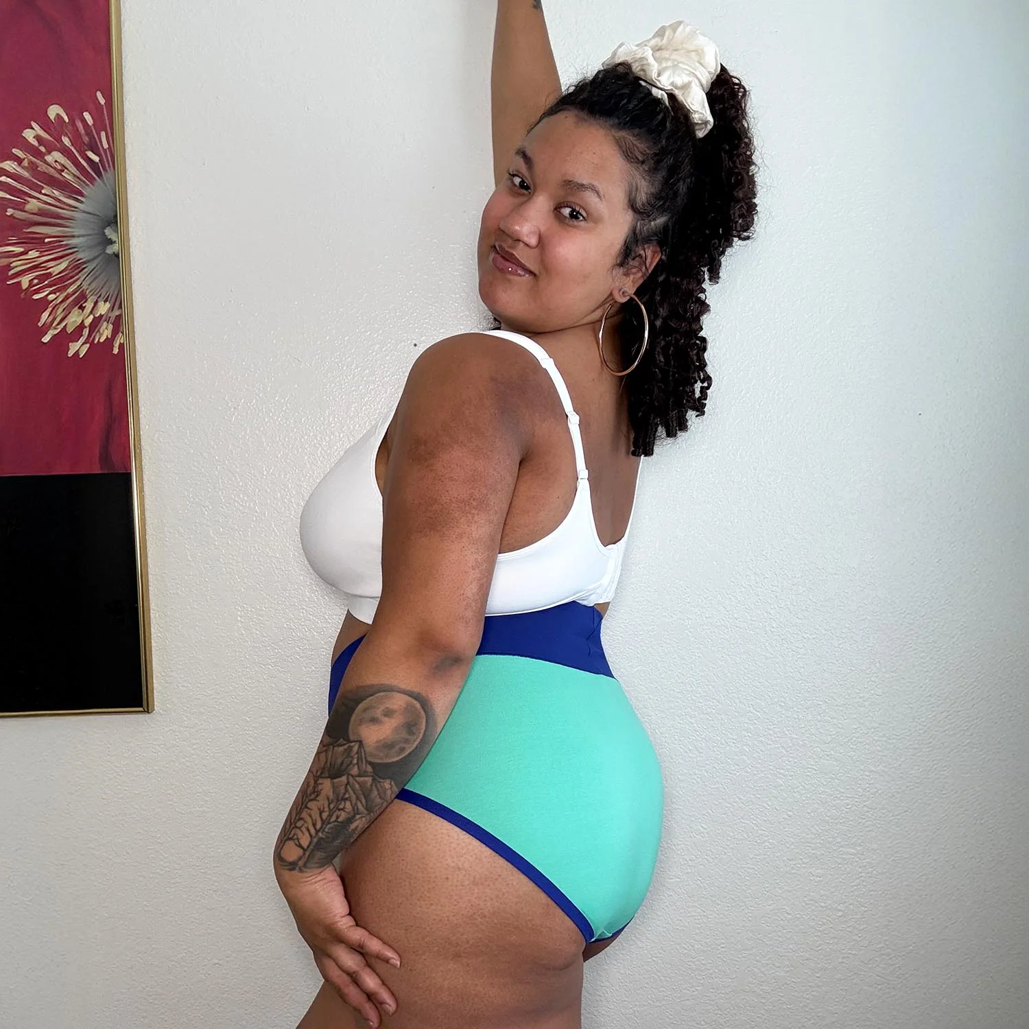 Organic Cotton Full Brief Duo Knickers - Mint & Arabesque - Zenithce