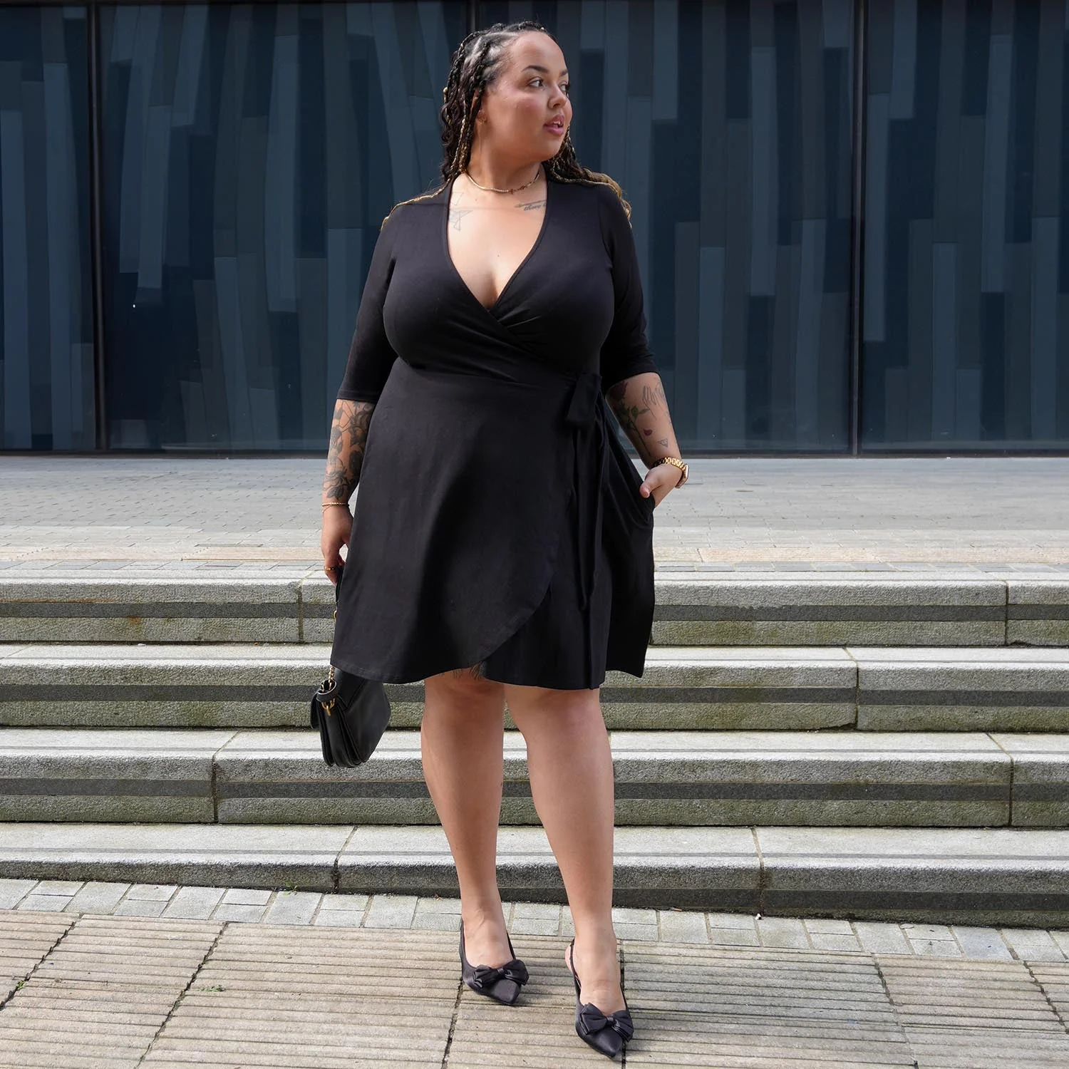 Mini Wrap Dress - Black - Zenithce