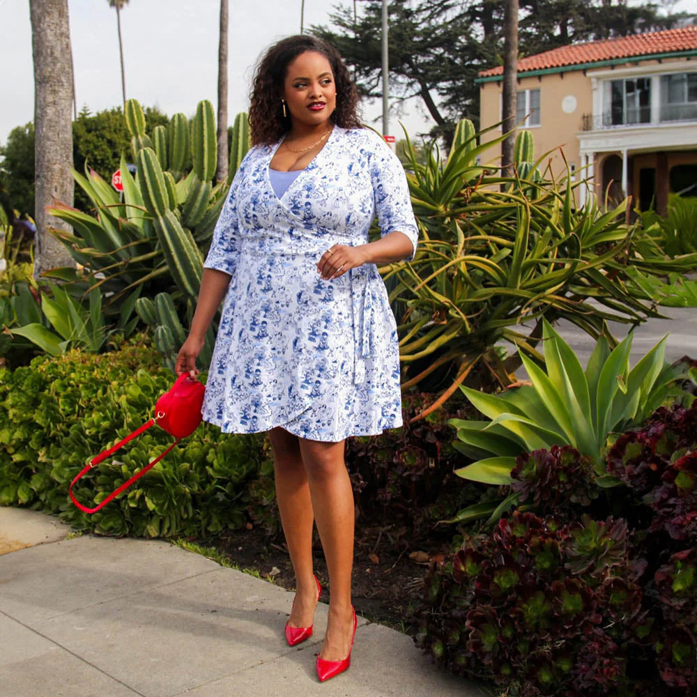 Mini Wrap Dress - Passion au Jardin - L'Amour Bleu - Zenithce