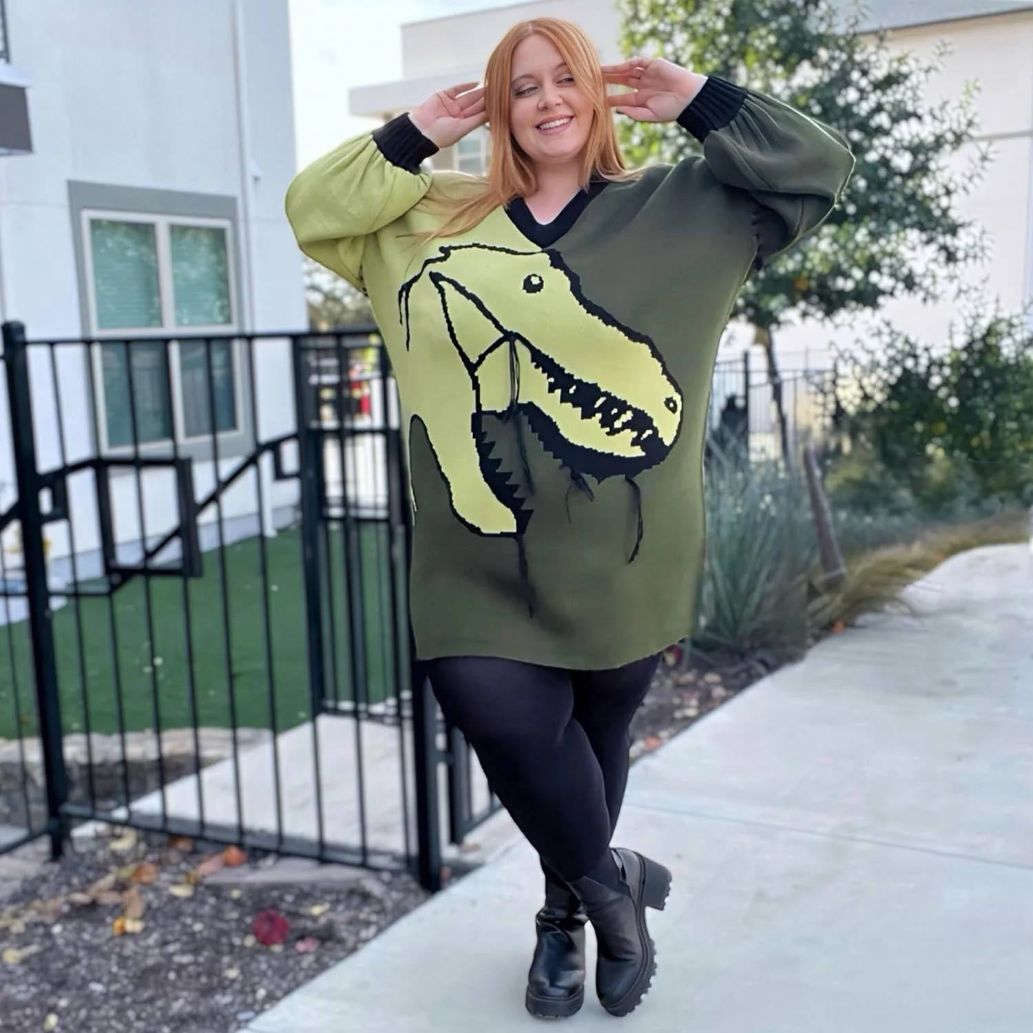 Dinosaur Jumper Dress - Rex - Zenithce