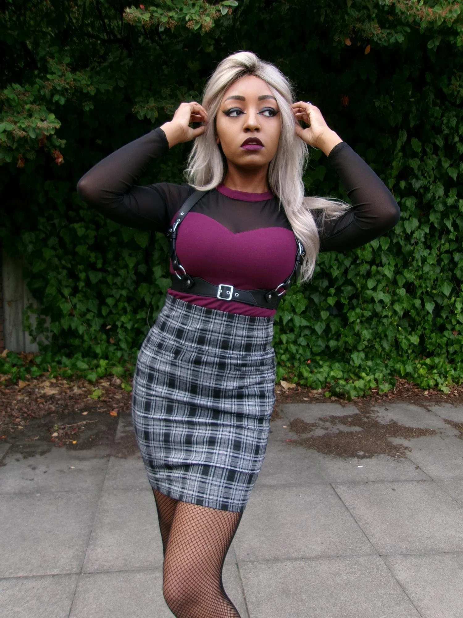 Plaid Mini Skirt - Black & Grey - Zenithce