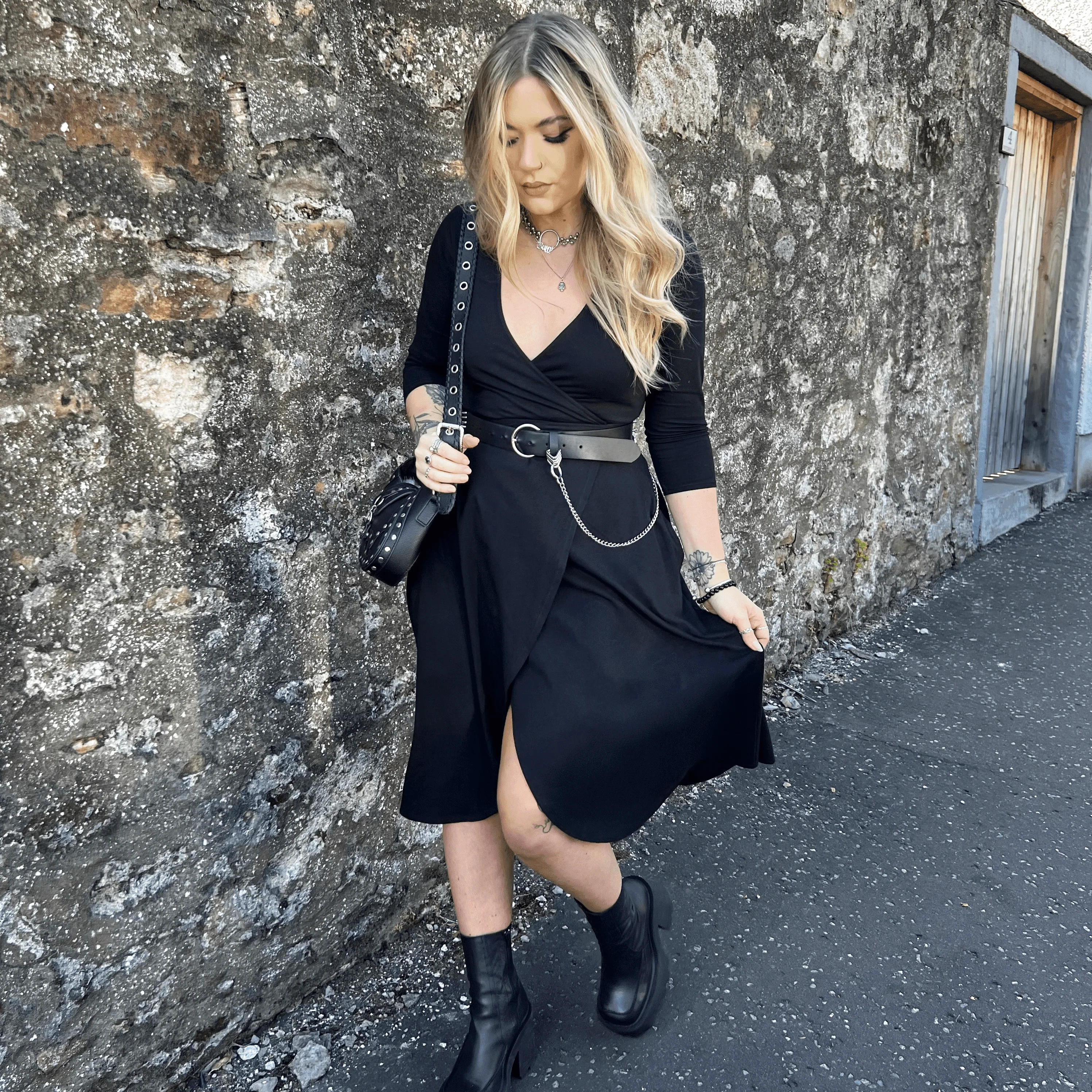 Wrap Dress - Black - Zenithce