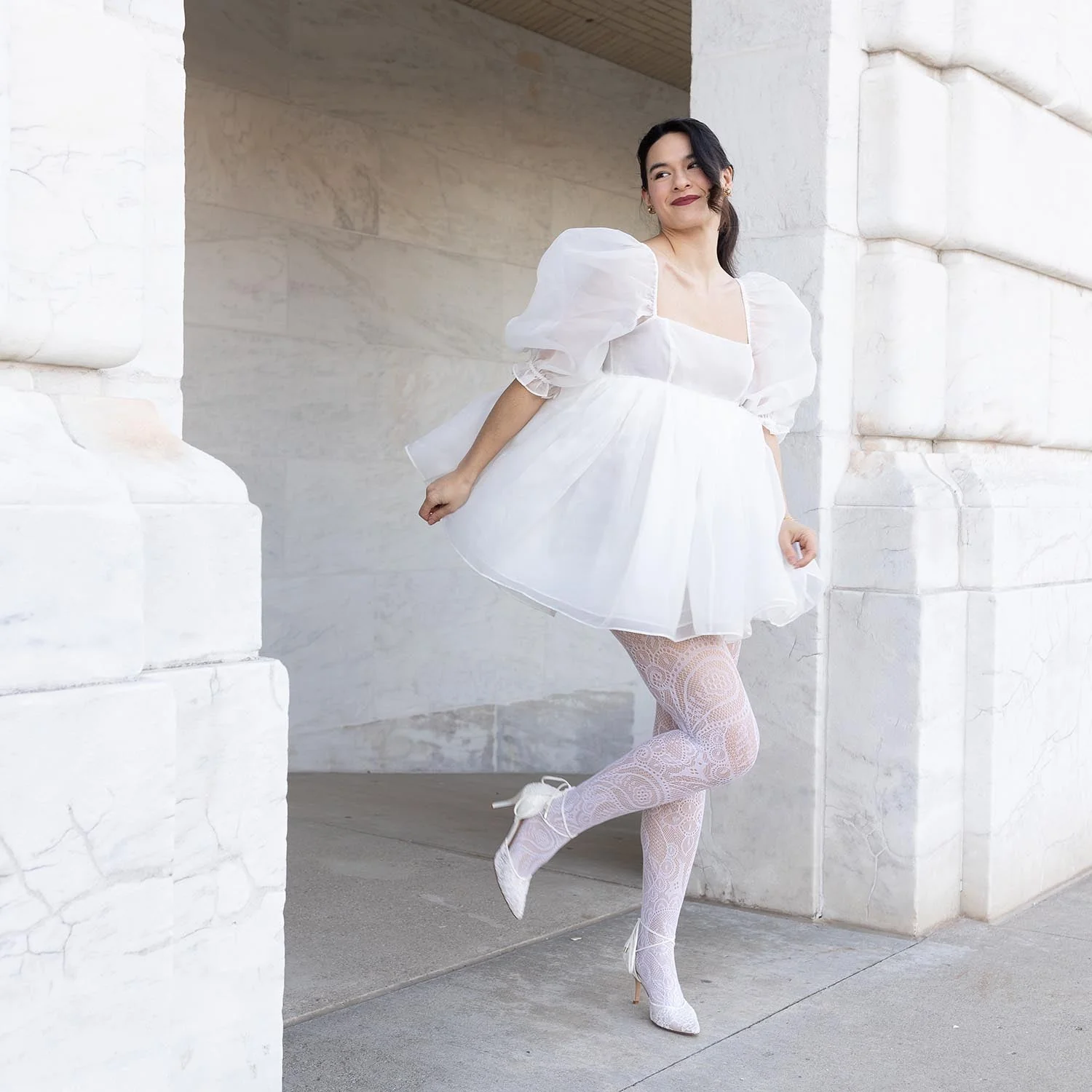 Botanical Fishnets - White - Zenithce