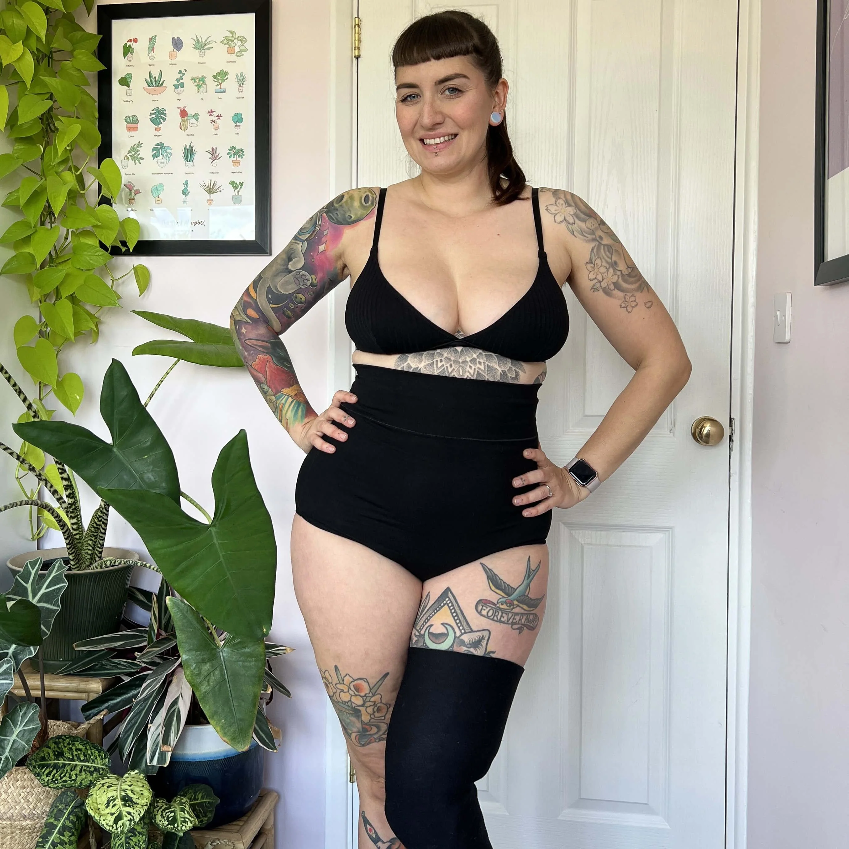 Organic Cotton Super High Waist Knickers - Black - Zenithce