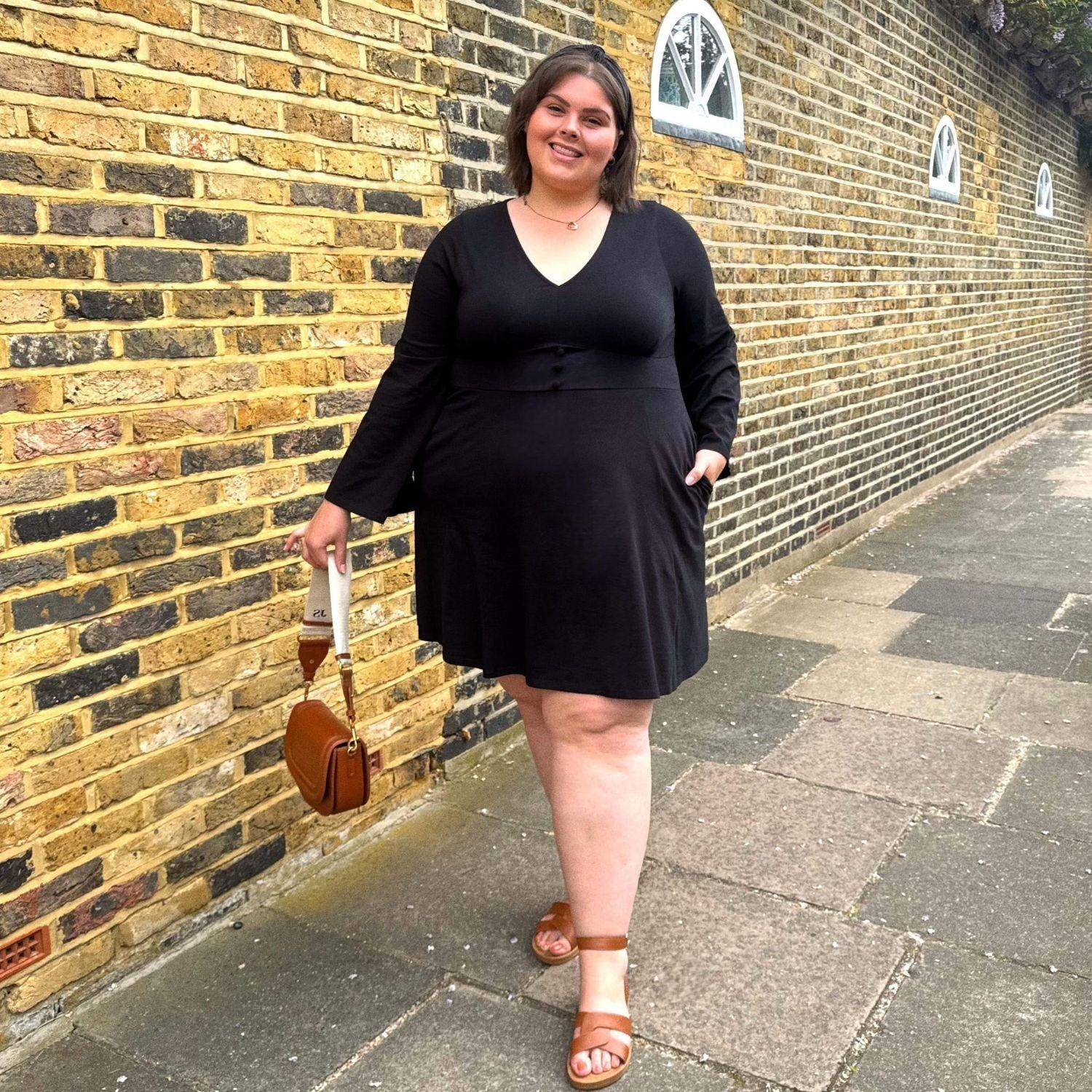 Bell Sleeve Mini Dress - Black - Zenithce