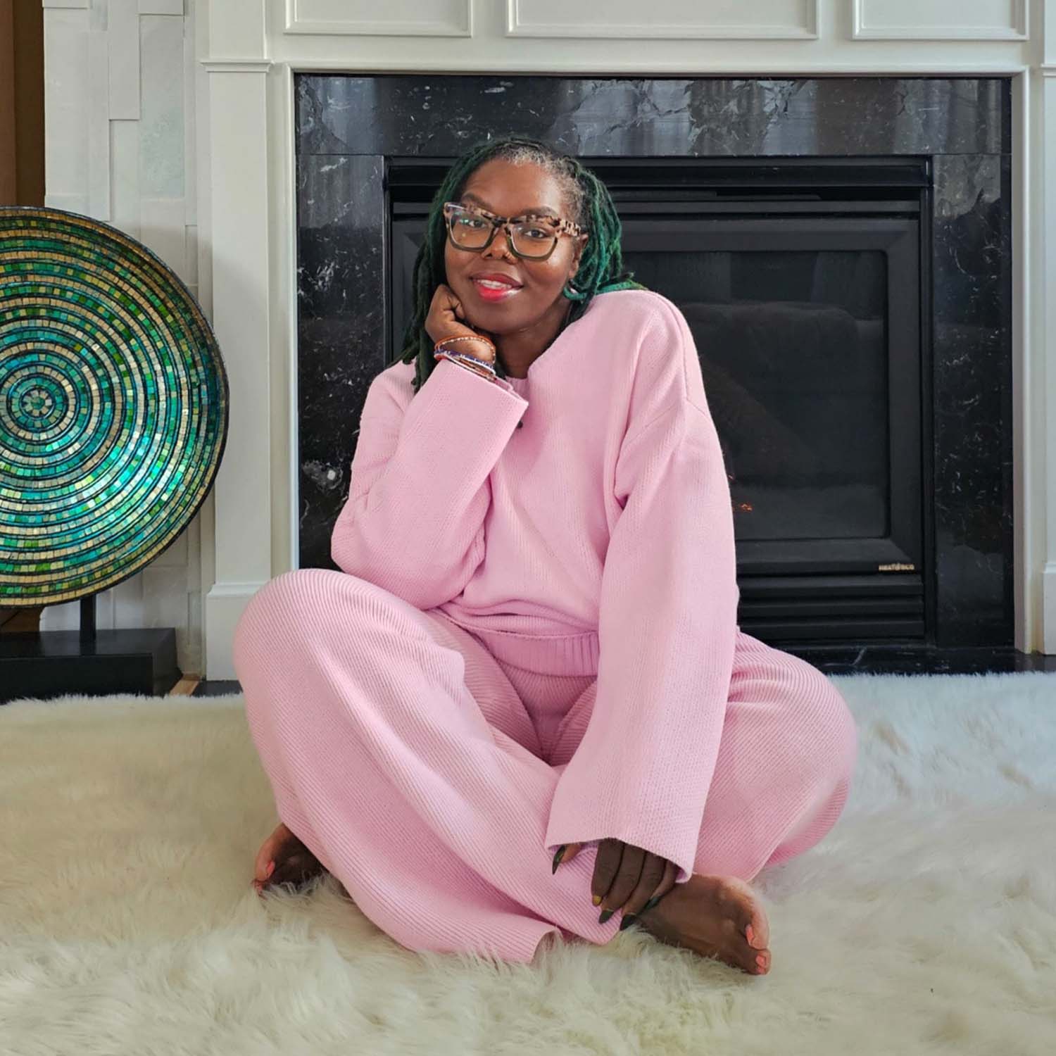 Knit Rib Wide Leg Trousers - P��tale de Rose - Zenithce