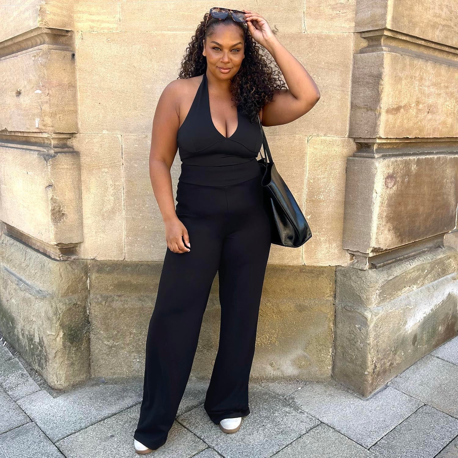 Squat-Proof Wide Leg Leggings - Black - Zenithce