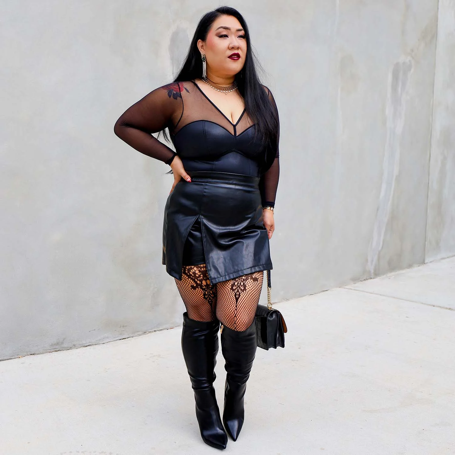 Siren Faux Leather Bodysuit - Zenithce