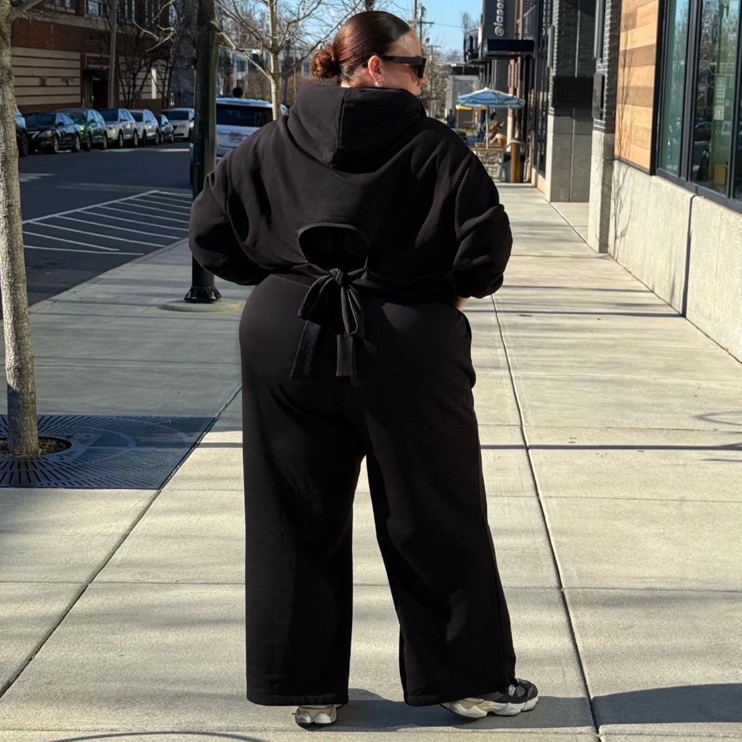 Organic Cotton Cropped Hoodie with Bow Back - Zenithce