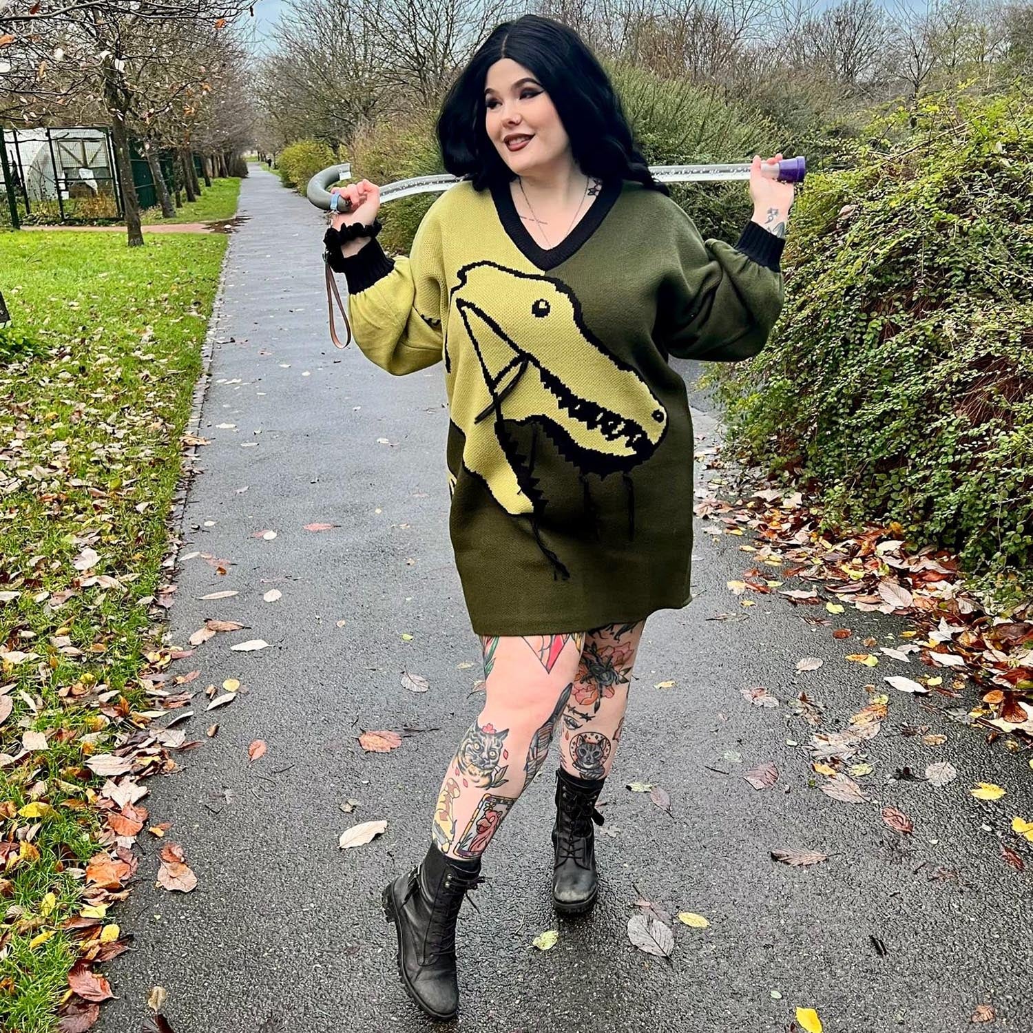 Dinosaur Jumper Dress - Rex - Zenithce