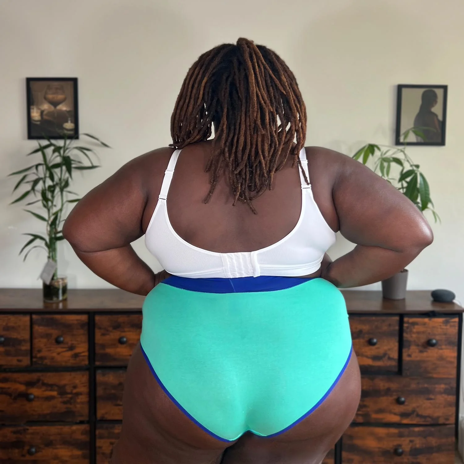 Organic Cotton Super High Waist Duo Knickers - Mint & Arabesque - Zenithce