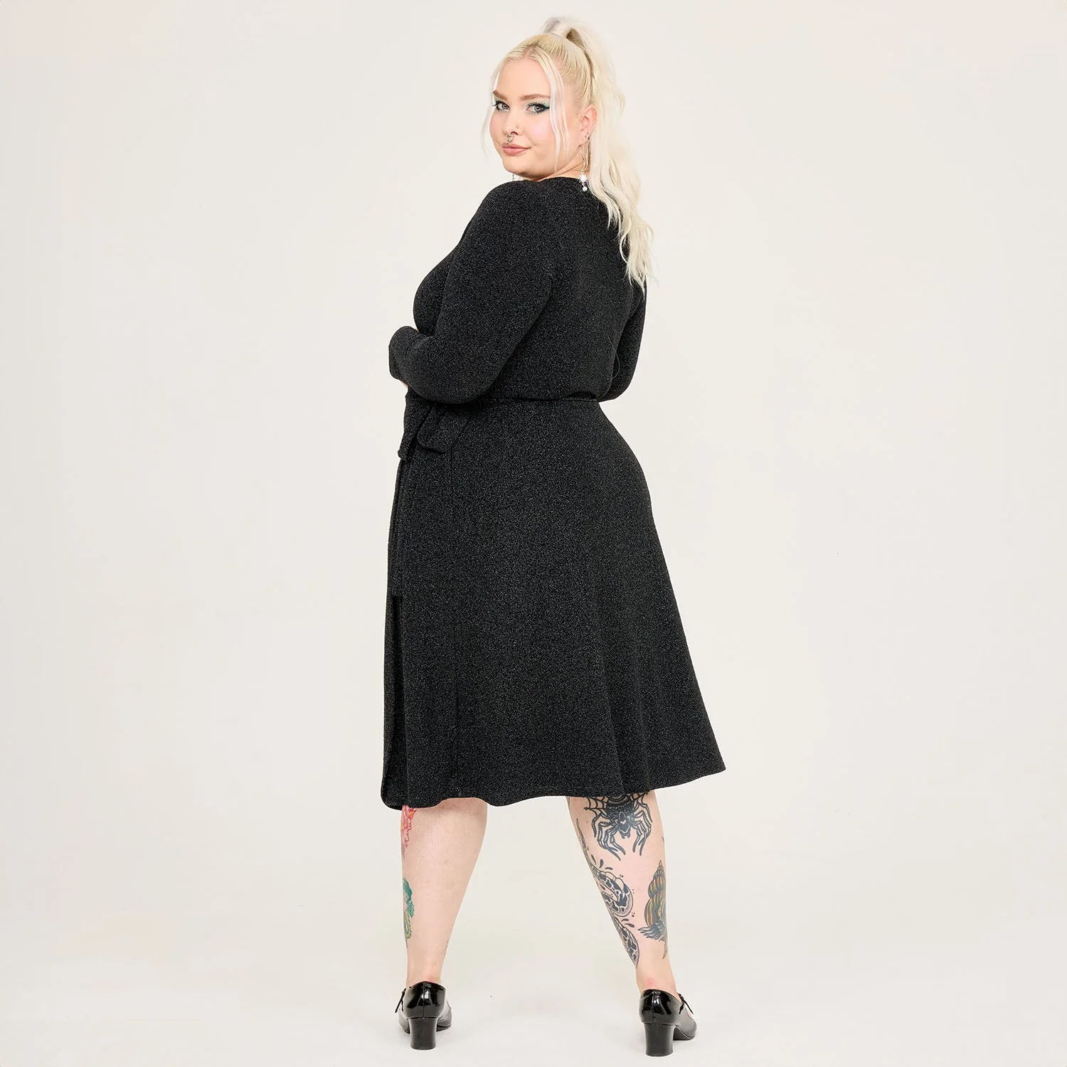 Lurex Wrap Dress - Black - Zenithce