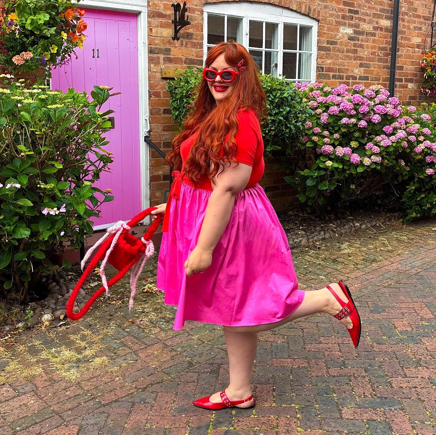 Poplin Tee Dress - Sangria/Pink Lady - Zenithce