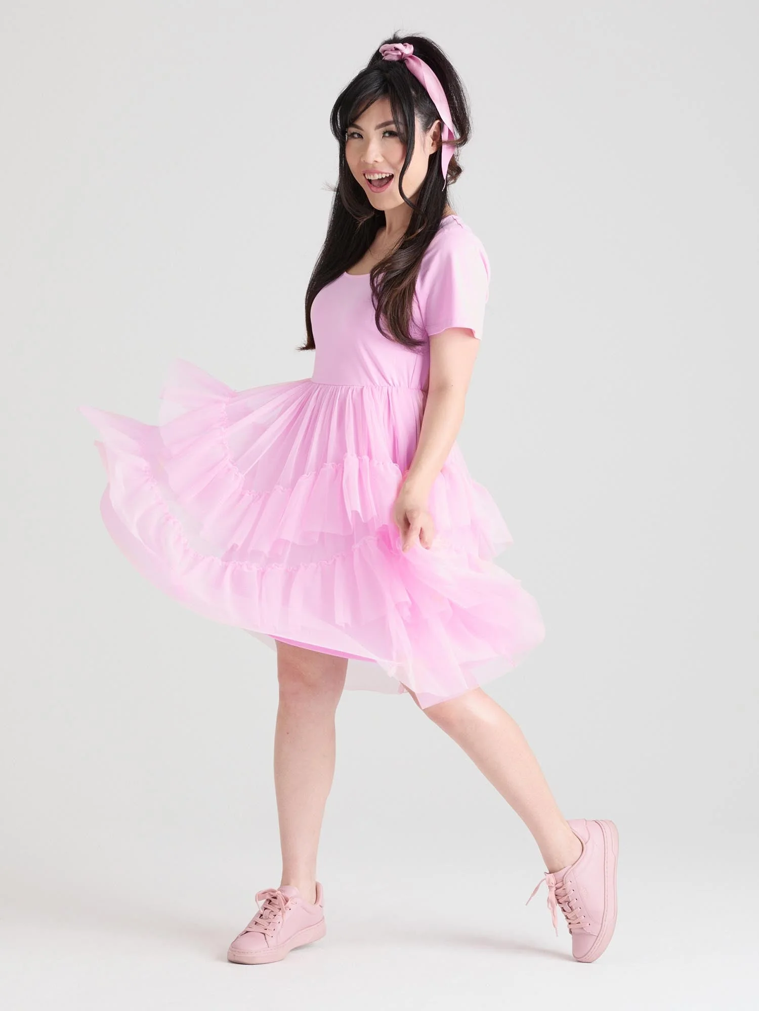 Tee Mesh Dress - Pink Frosting - Zenithce