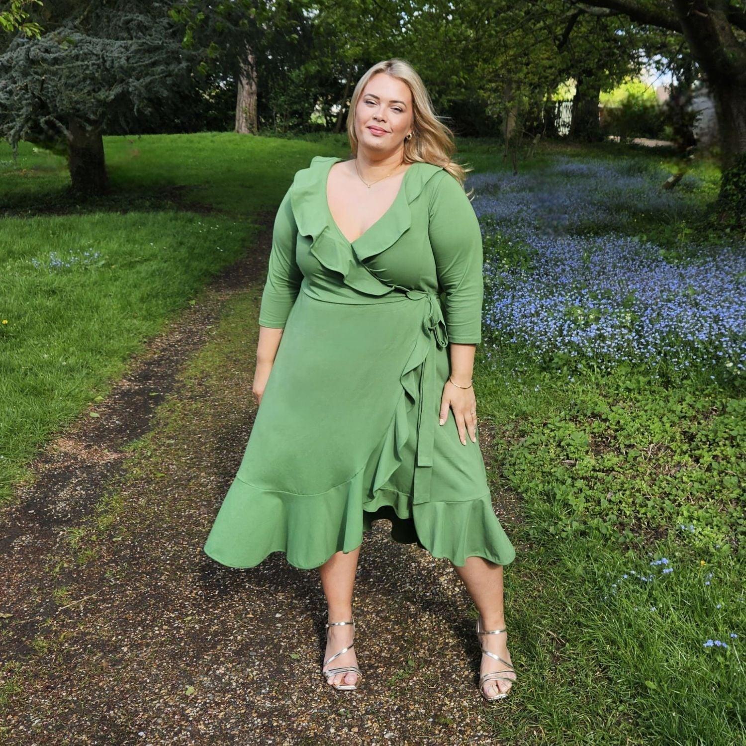 Frill Wrap Dress - Meadow - Zenithce