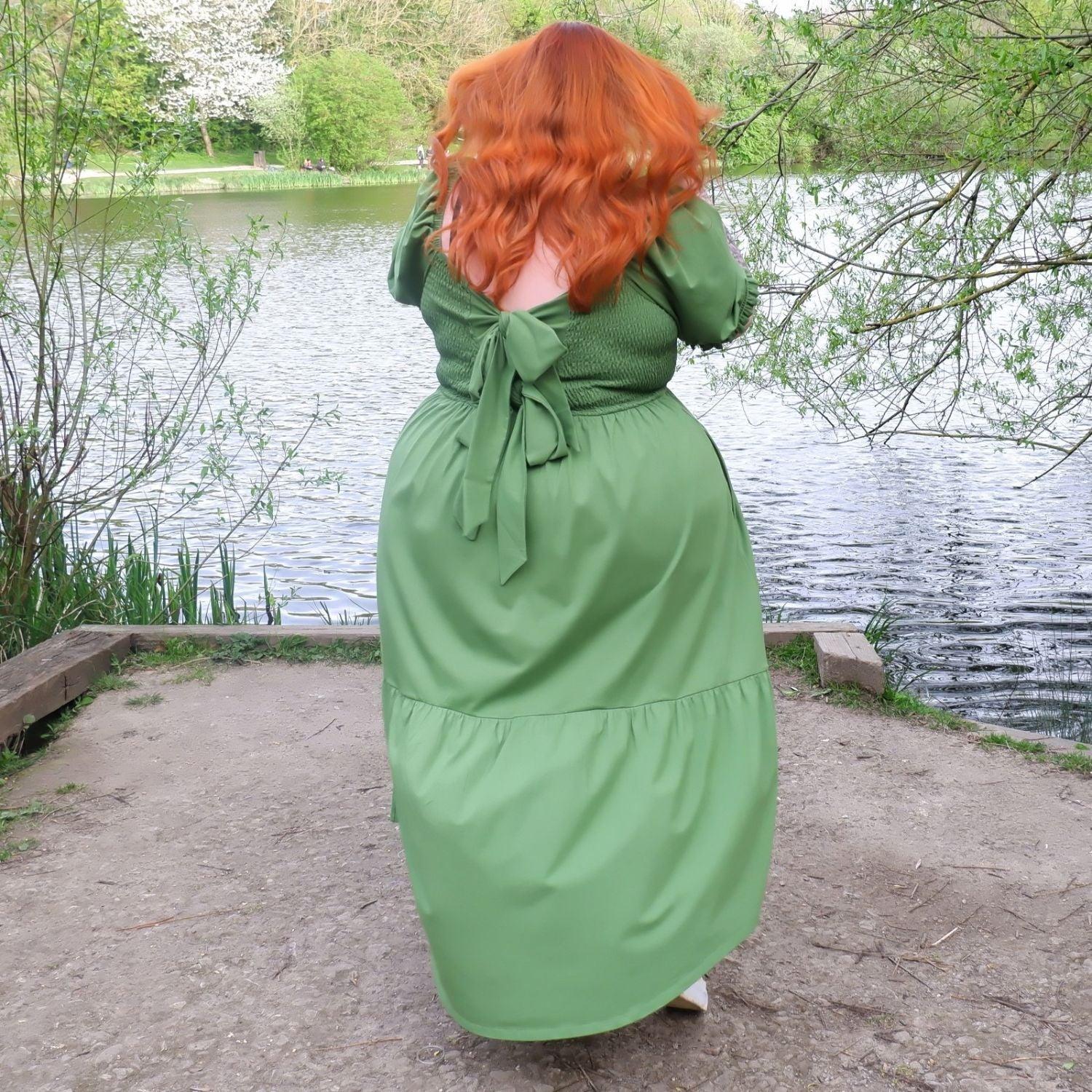 Shirred Midi Dress - Meadow - Zenithce