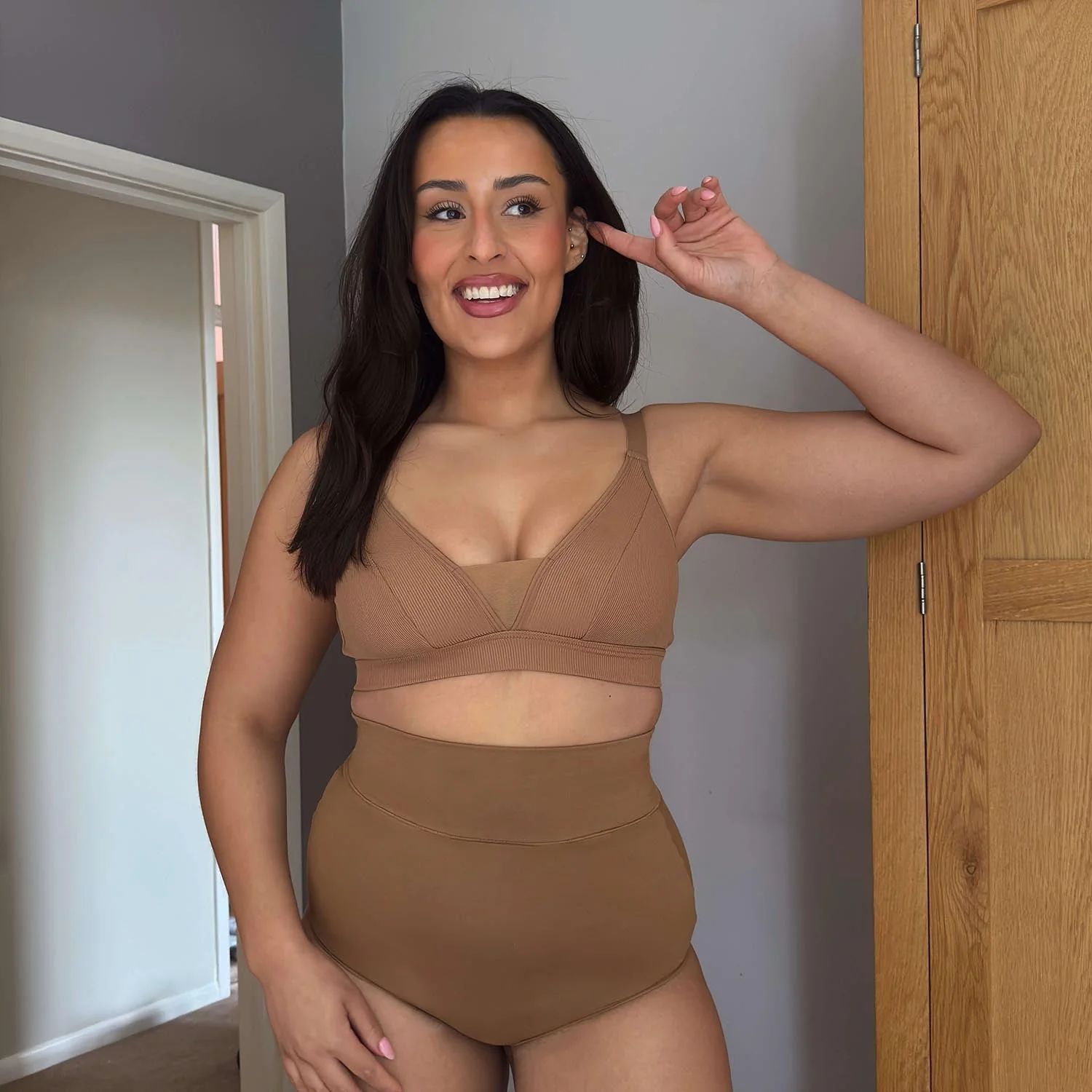 Organic Cotton Super High Waist Knickers - Caramel - Zenithce