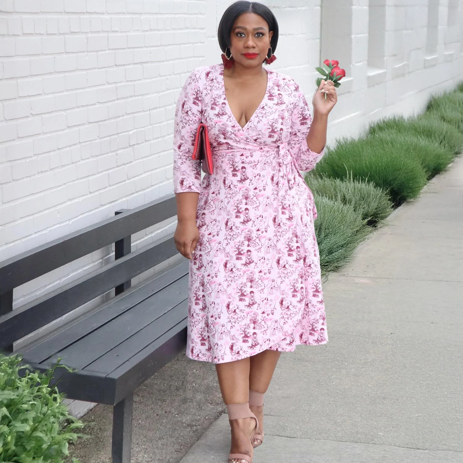 Wrap Dress - Passion au Jardin - L'Amour Rose - Zenithce