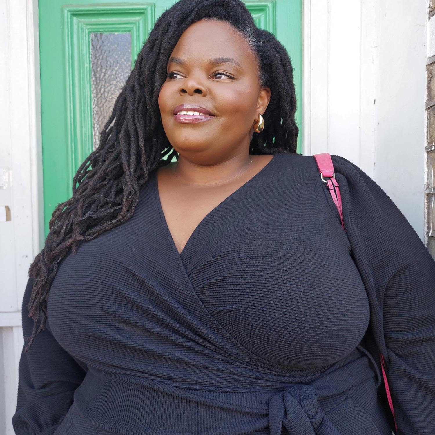 Ottoman Long Sleeve Wrap Jumpsuit - Black - Zenithce