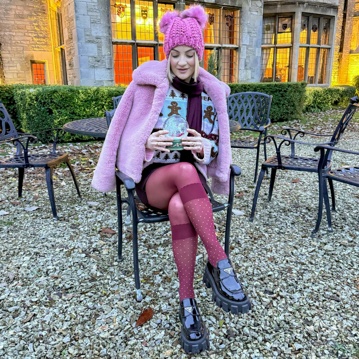 Seoul Chic Faux Sock Tights - Burgundy - Zenithce