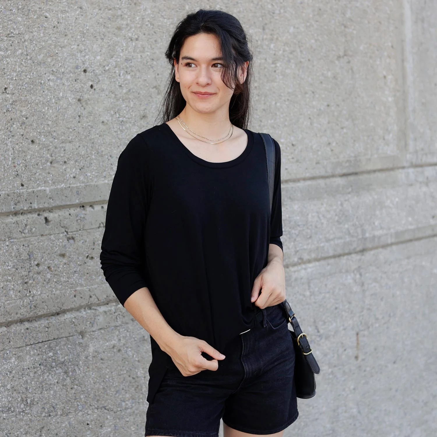 Bamboo Lounge Long Sleeve Top - Black - Zenithce