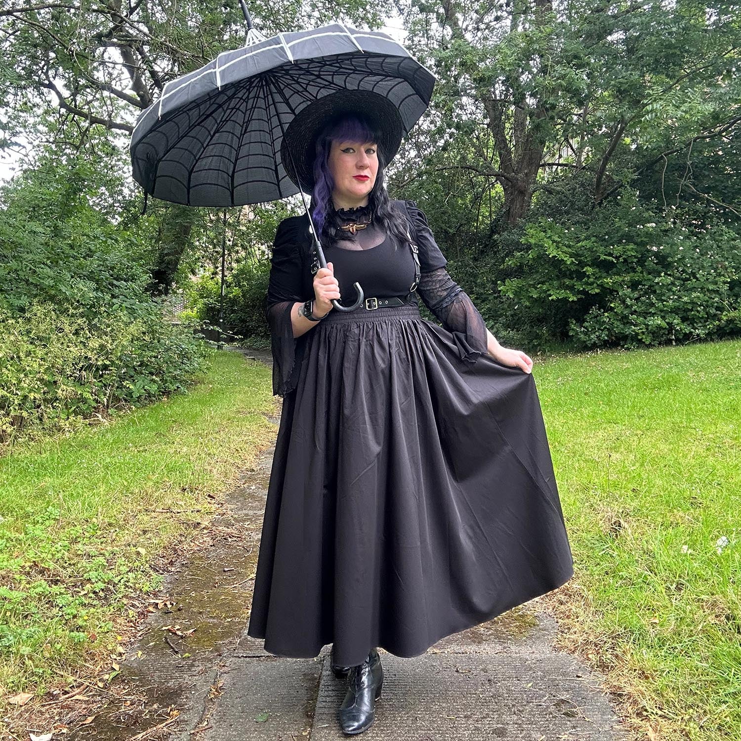 Midaxi Poplin Skirt - Black - Zenithce