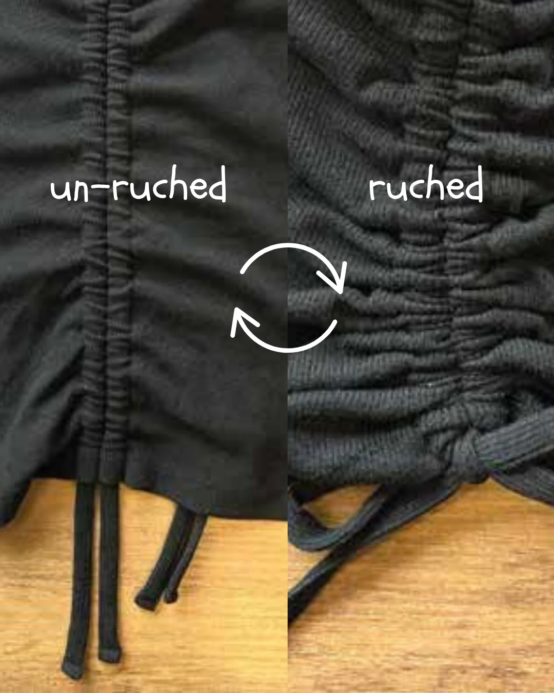 Ruched Rib Top - Black - Zenithce