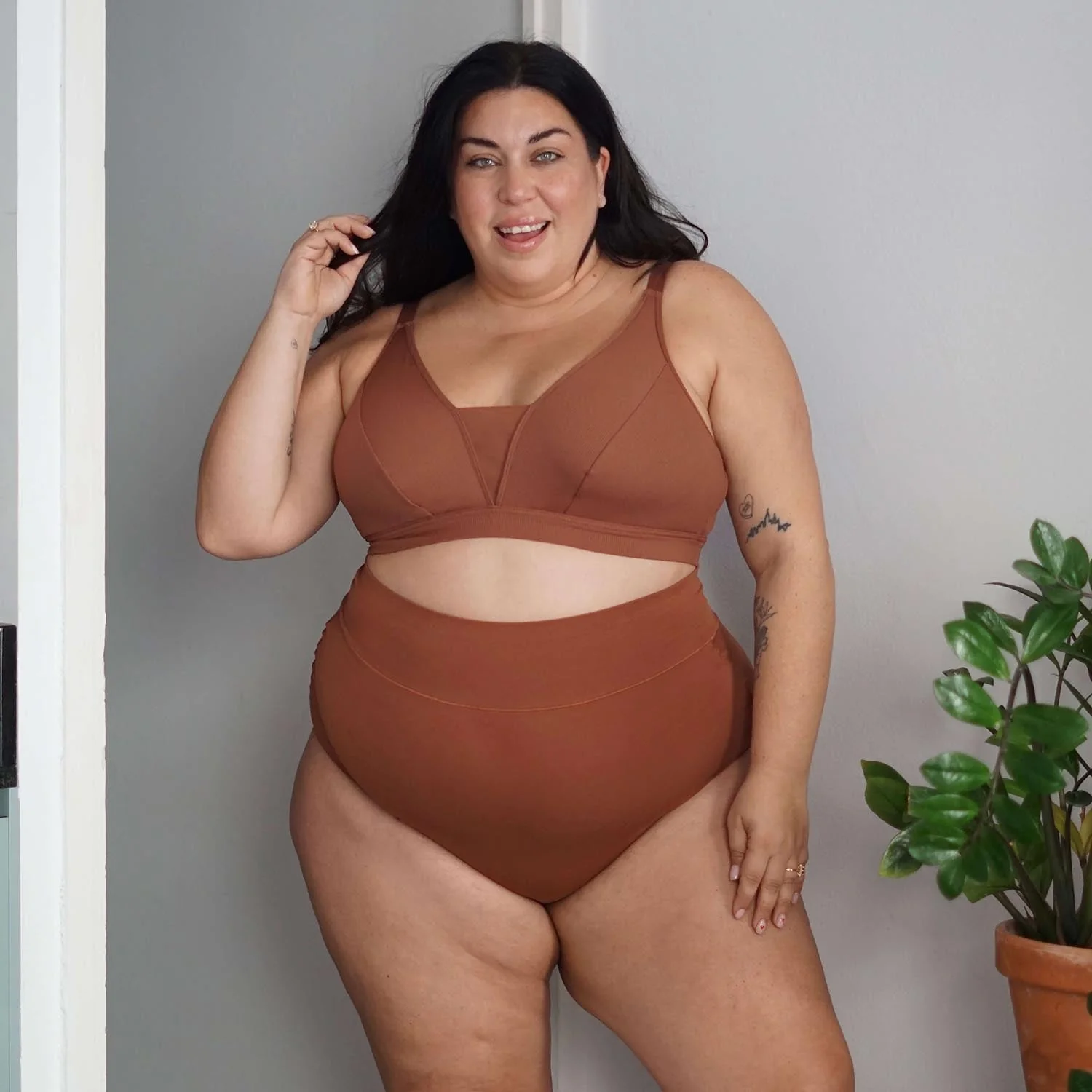 Organic Cotton Super High Waist Knickers - Root Beer - Zenithce