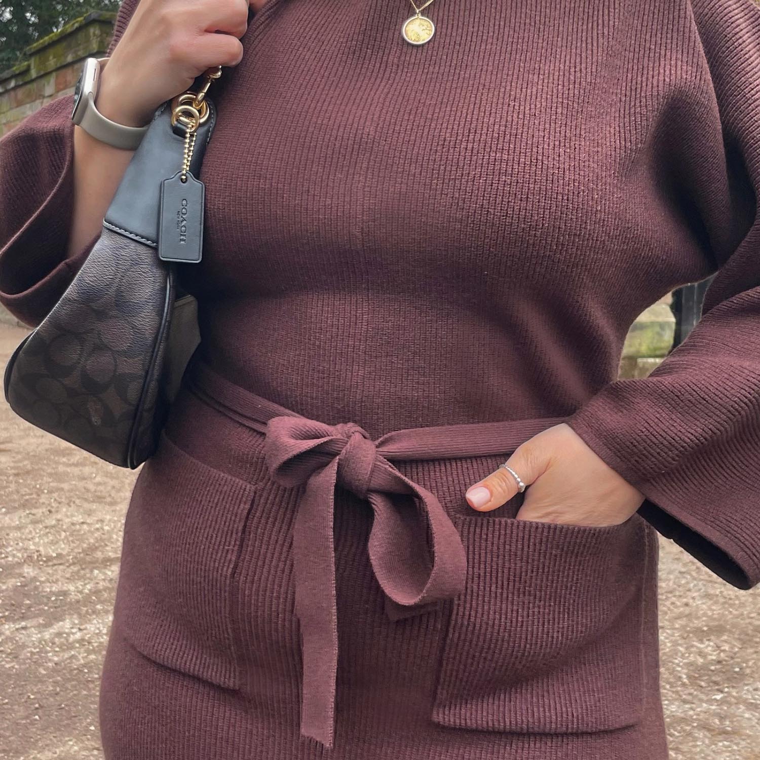 Midi Knitted Cocoon Dress - Hot Chocolate - Zenithce