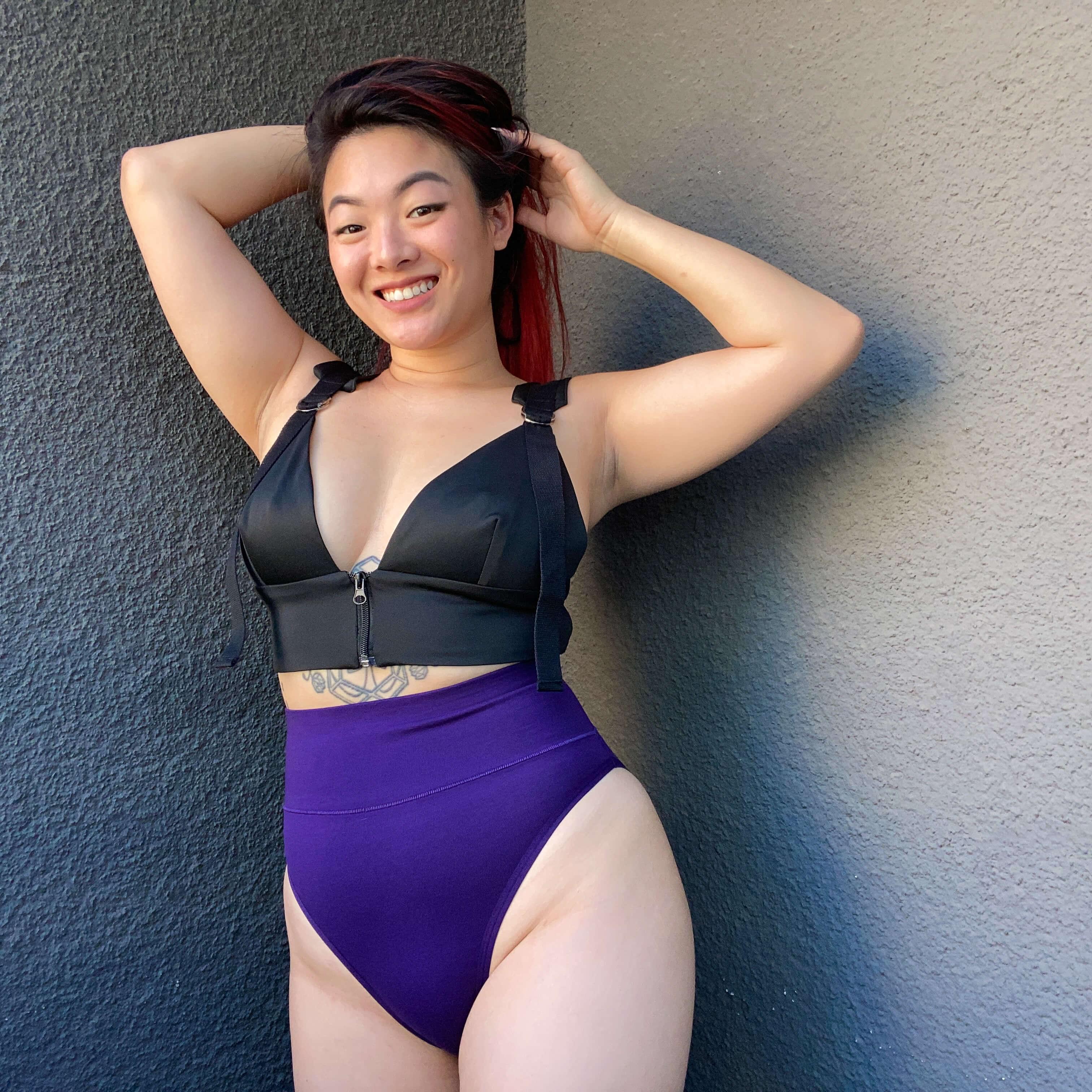 Organic Cotton Super High Leg Knickers - Suffragette Purple - Zenithce