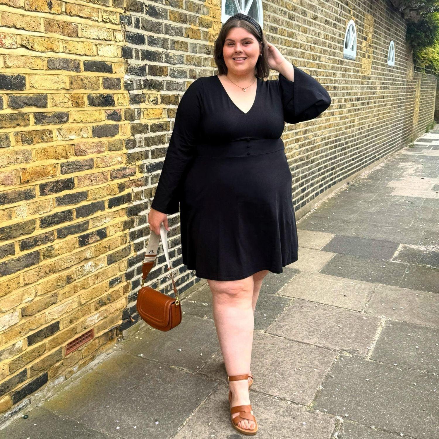 Bell Sleeve Mini Dress - Black - Zenithce