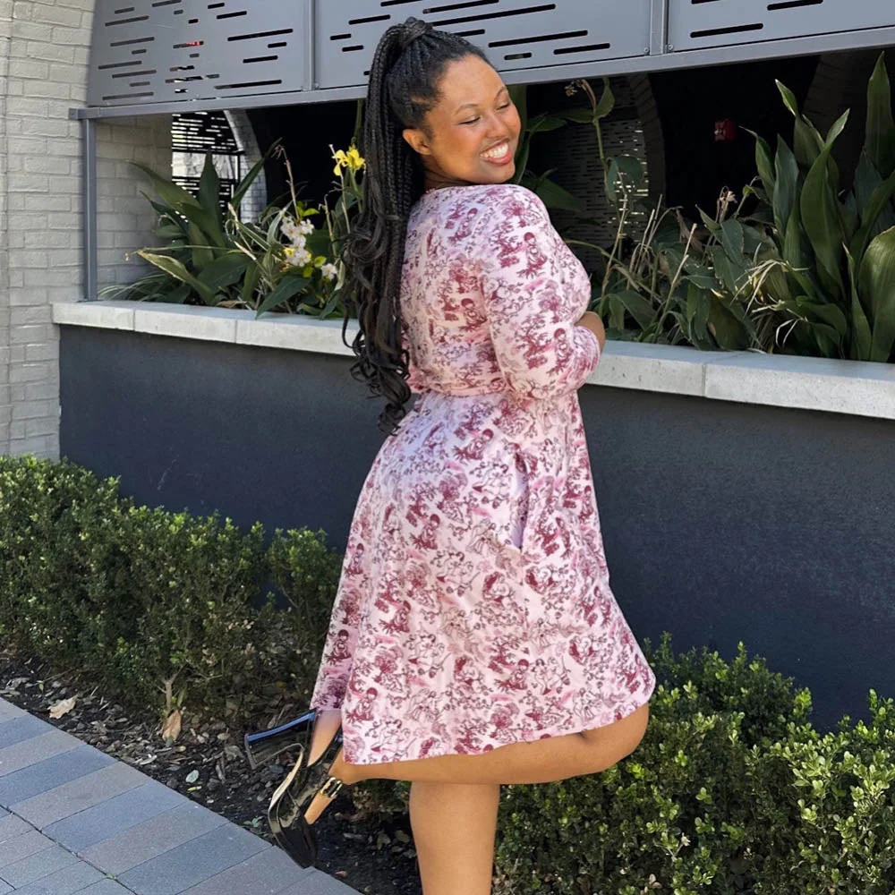 Mini Wrap Dress - Passion au Jardin - L'Amour Rose - Zenithce