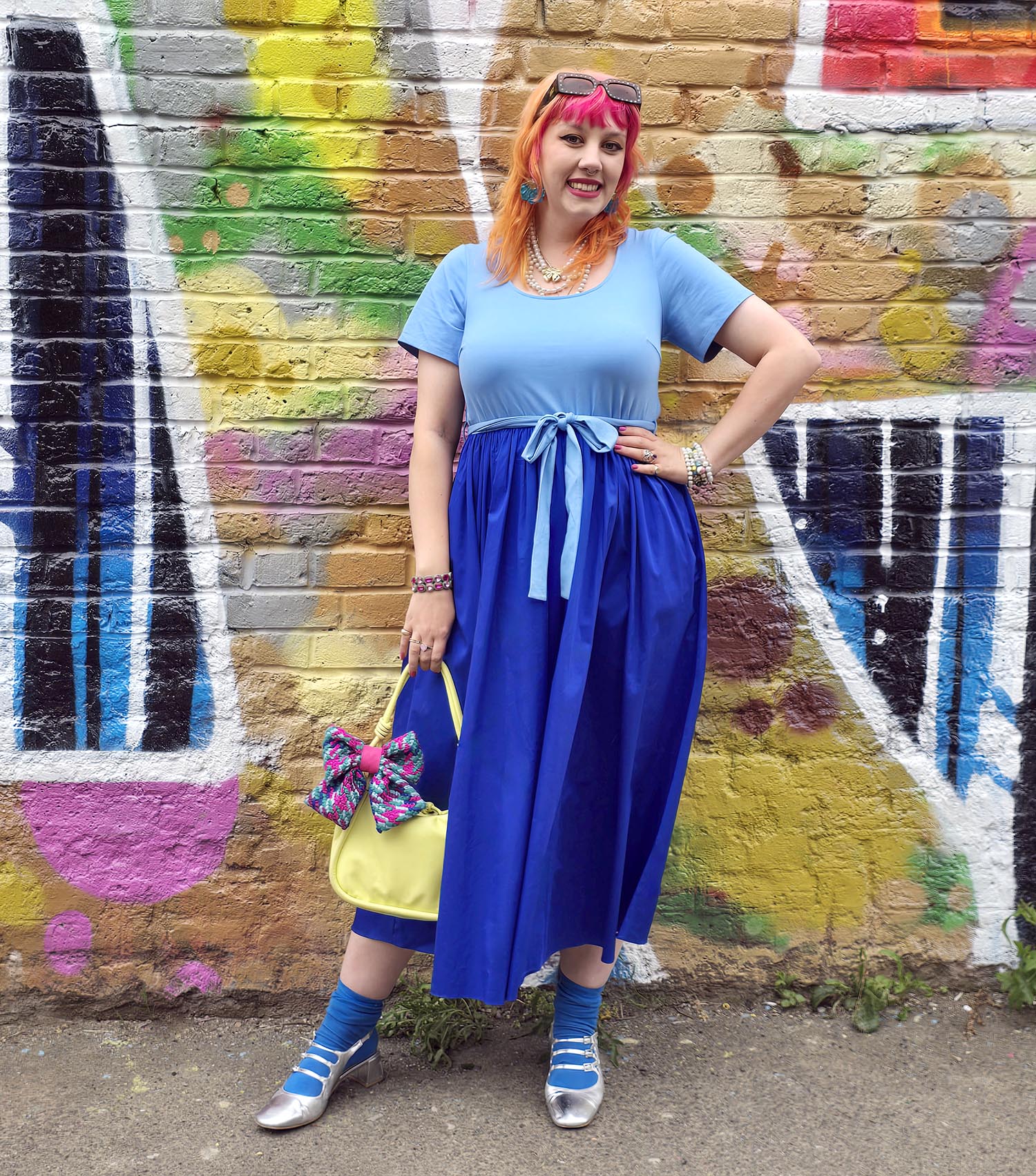 Midaxi Tee Poplin Dress - Duo Blue - Zenithce